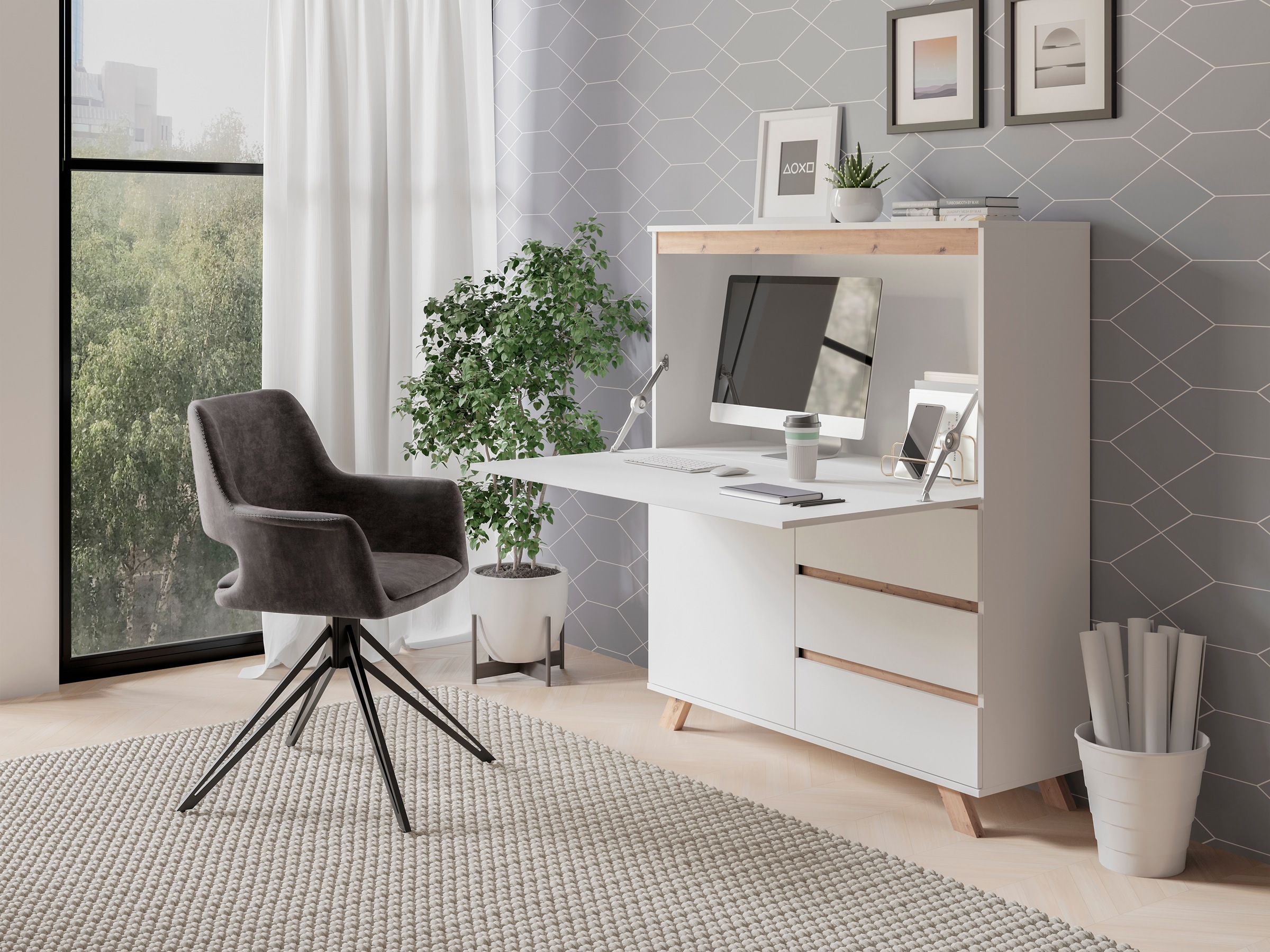 byLIVING Sekretär »Valentin« 1 Stk. tlg. platzsparende Arbeitslösung mit vi günstig online kaufen