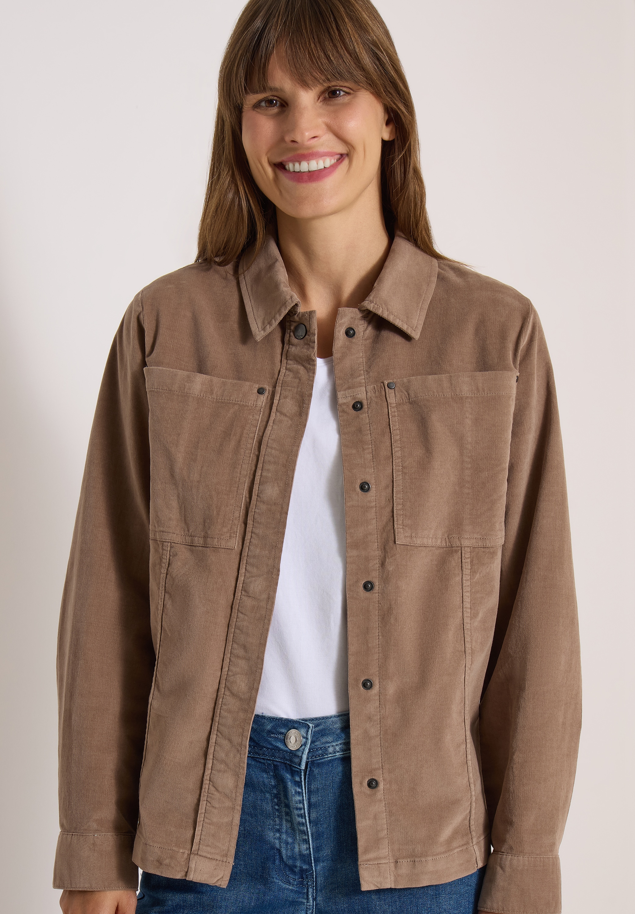 Cecil Cordjacke Feincord Overshirt, Baumwollmix, Brusttaschen