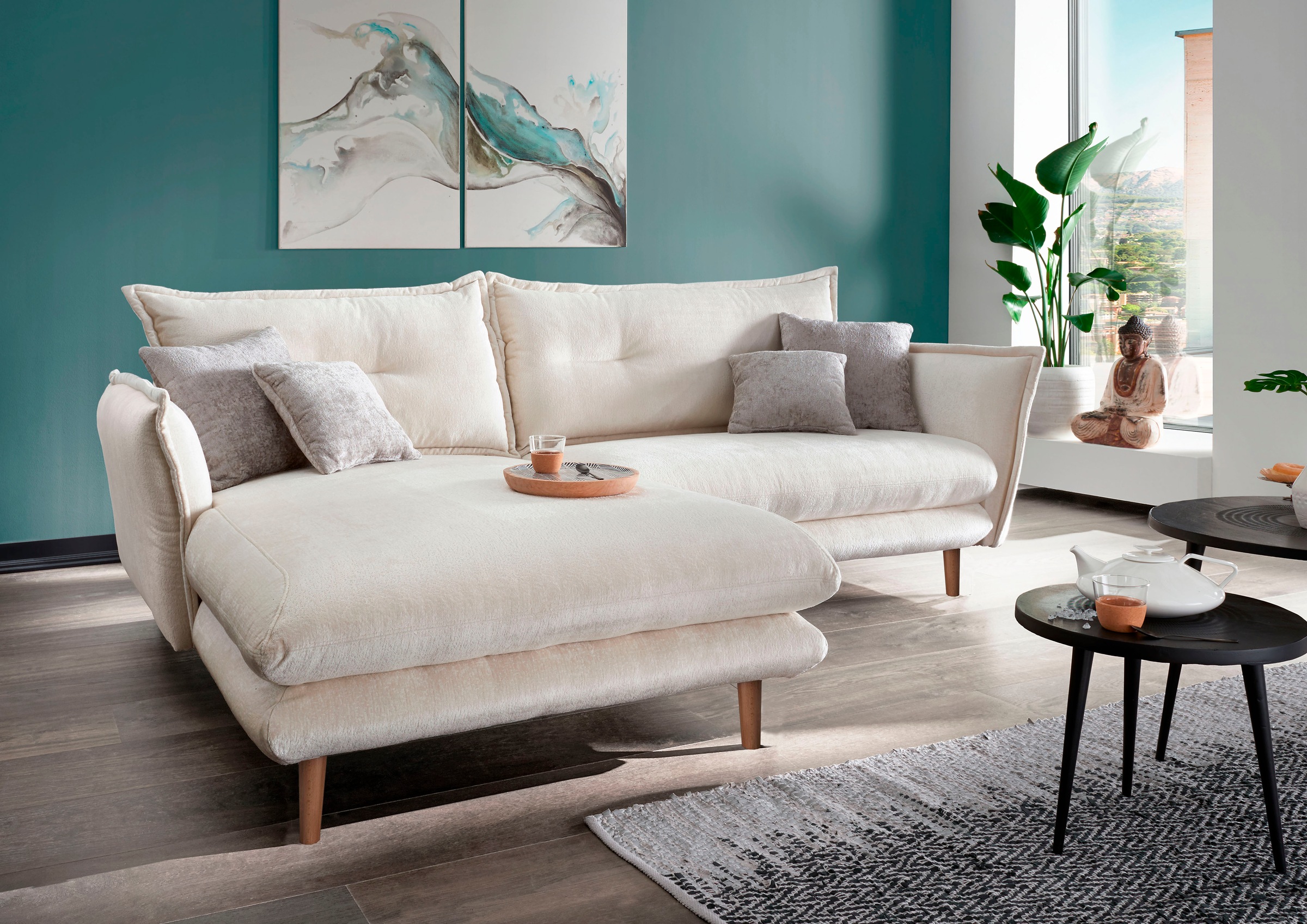 INOSIGN Ecksofa »Lazio modern und bequem, schmale Armlehnen, tolle Detailve günstig online kaufen
