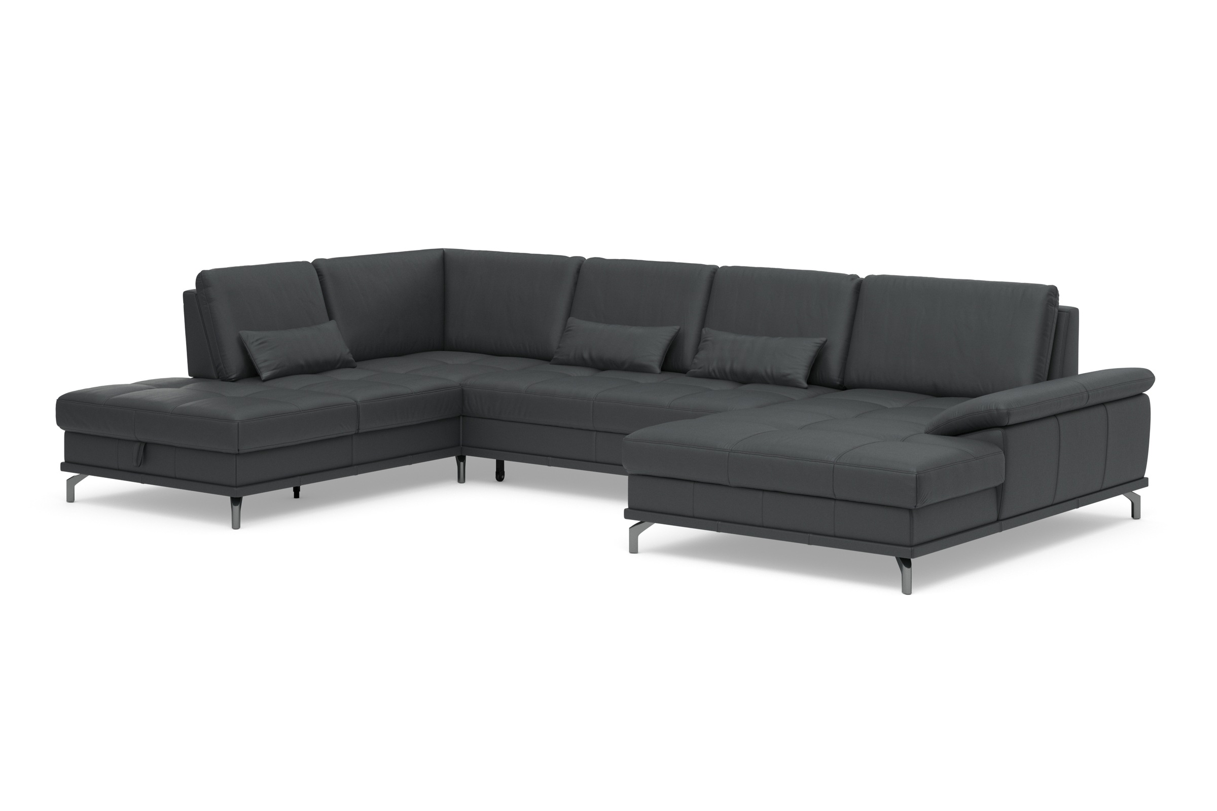 Places of Style Wohnlandschaft »Costello U-Form, mit Sitztiefenverstellung, Armteilverstellung und«, 3 Nierenkissen, optional Bettfunktion und Bettkasten
