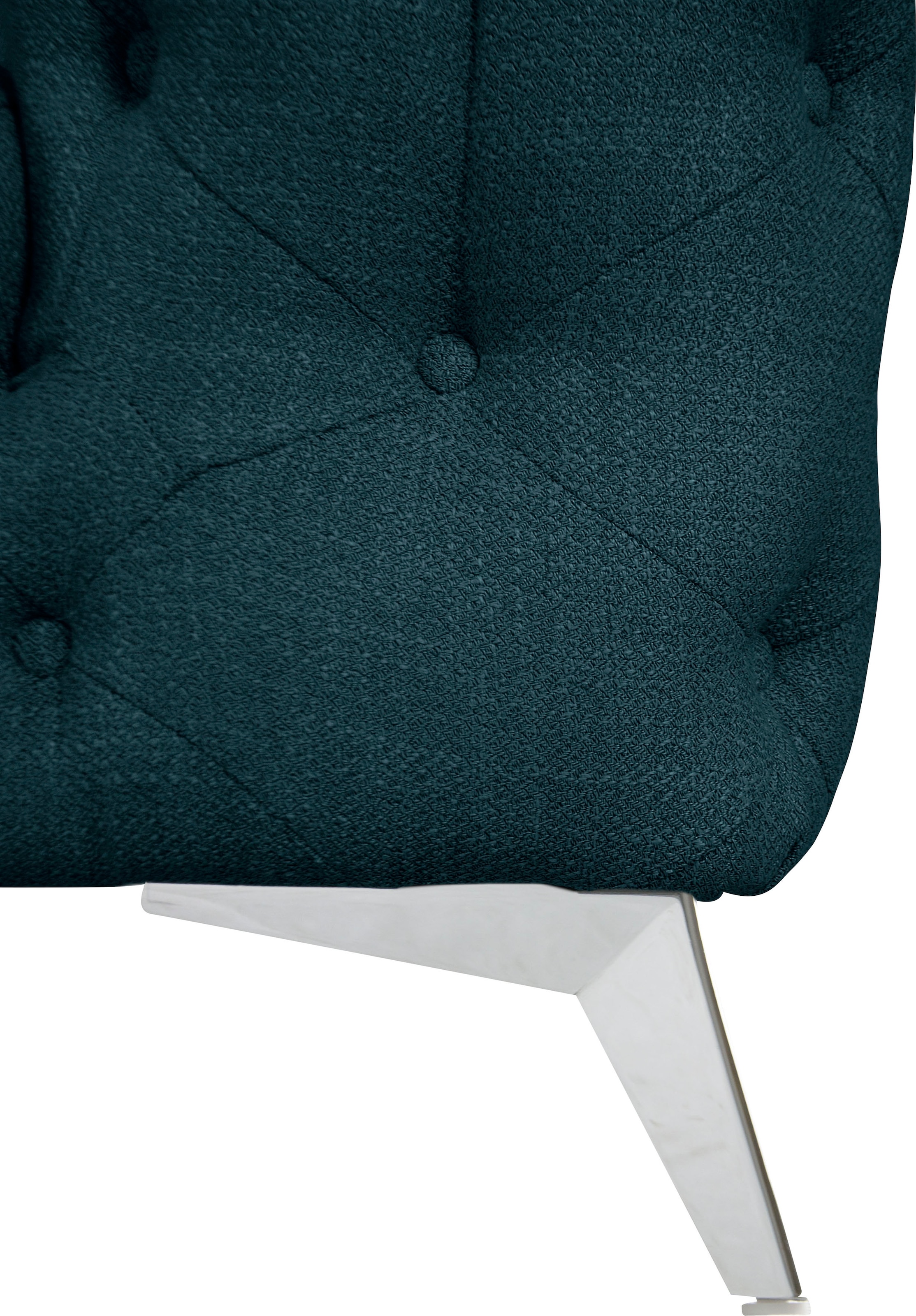 Leonique Chesterfield-Sofa »Ecksofa GLYNIS L-Form mit Wellenunterfederung, Maße B/T/H 264/204/75cm«, aufwändige Knopfheftung, moderne Chesterfield Optik, Fußfarbe wählbar