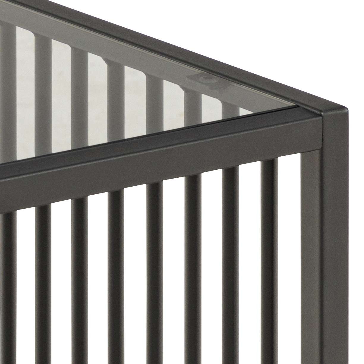 ACTONA GROUP Couchtisch »Strington Beistelltisch«, Ecktisch, schwarzer Marmoroptik, vertikalen Metalllamellen, H: 63 cm