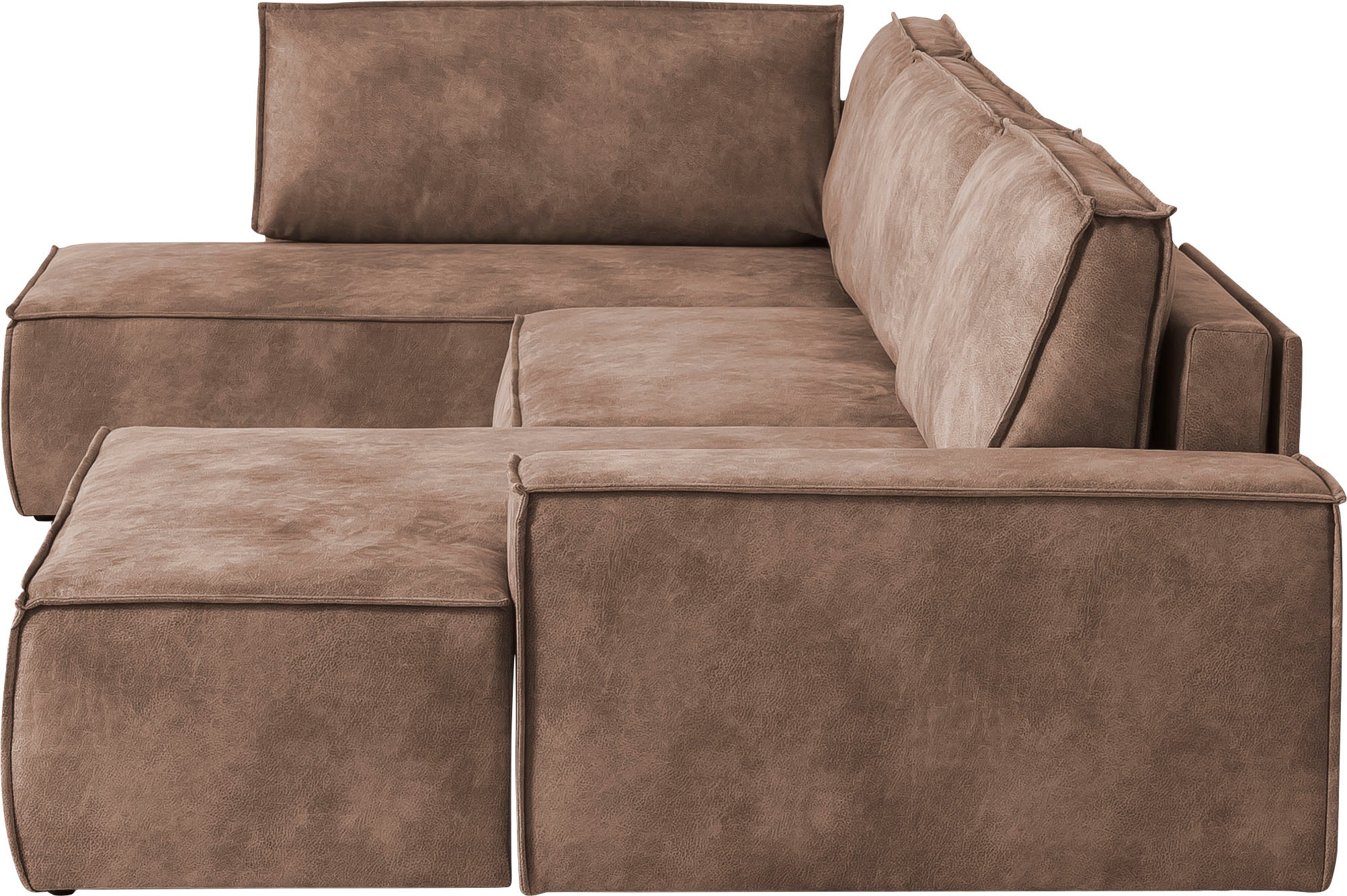 Home affaire Wohnlandschaft »SHERWOOD 329 cm, U-Form, Schlafsofa,«, Schlaffunktion m. Bettkasten (194x139 cm), Cord, Vintage, Samtvelours