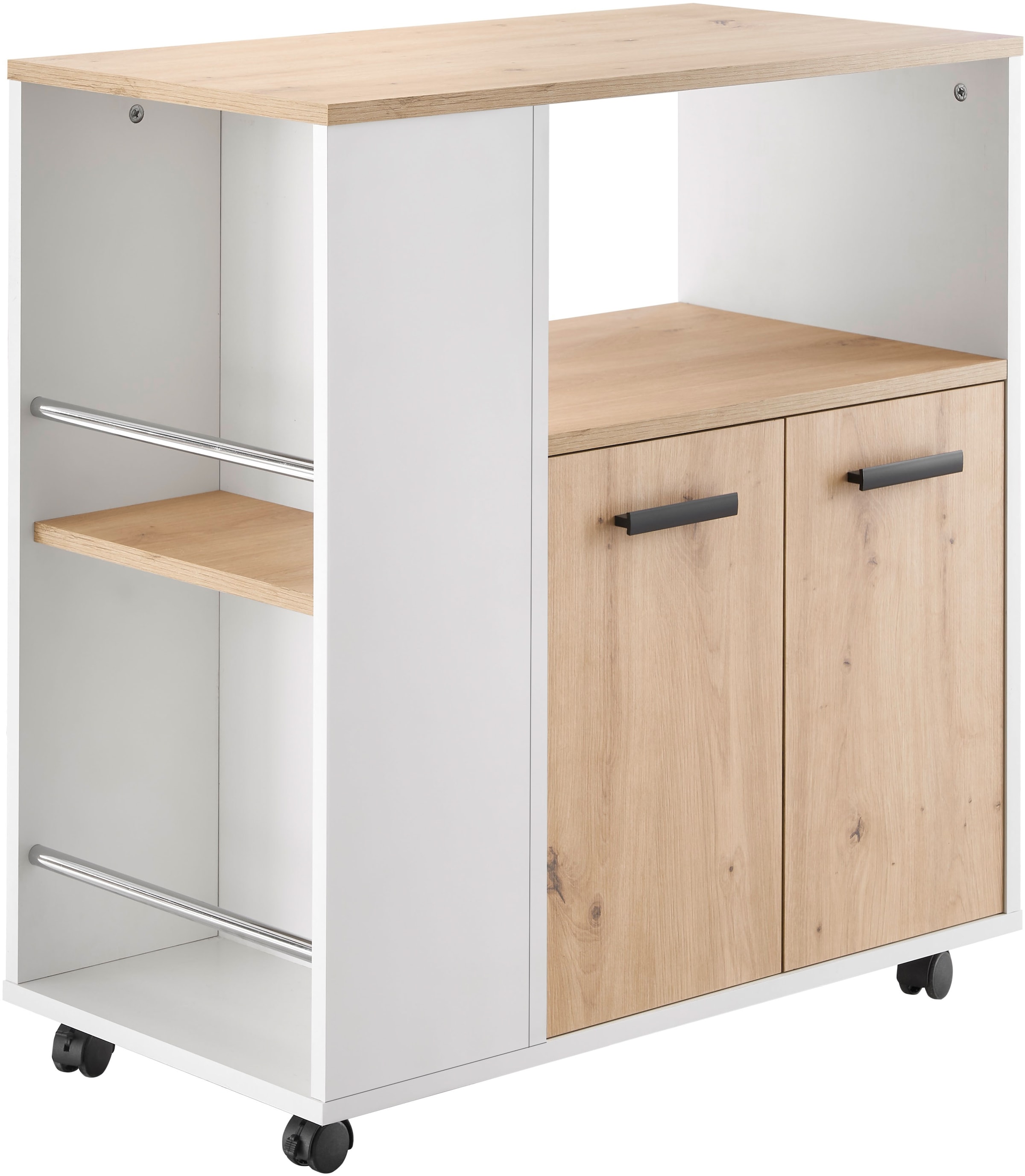 BASIC by Balculina Küchenwagen »Bartender,Rollwagen,Küchenwagen,Servierwagen« 1 Stk. tlg. Breite 75 cm, auf 4 Rollen, diverse Ablagen