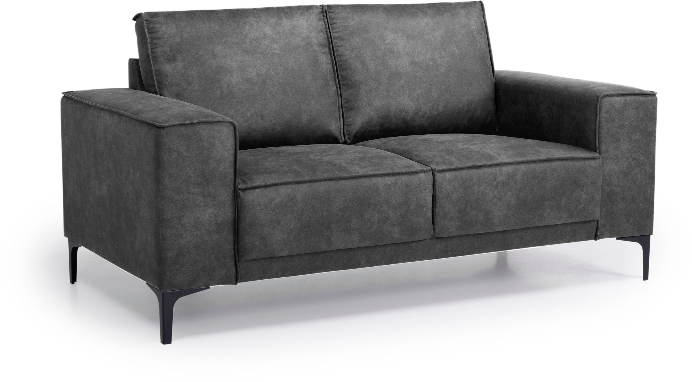Places of Style 2-Sitzer »Kompaktsofa Oland, Struktur, Flachgewebe, Luxus-Microfaser, Boucle«, 164 cm, Wellenunterfederung, Skandi-Design, Metallfüße