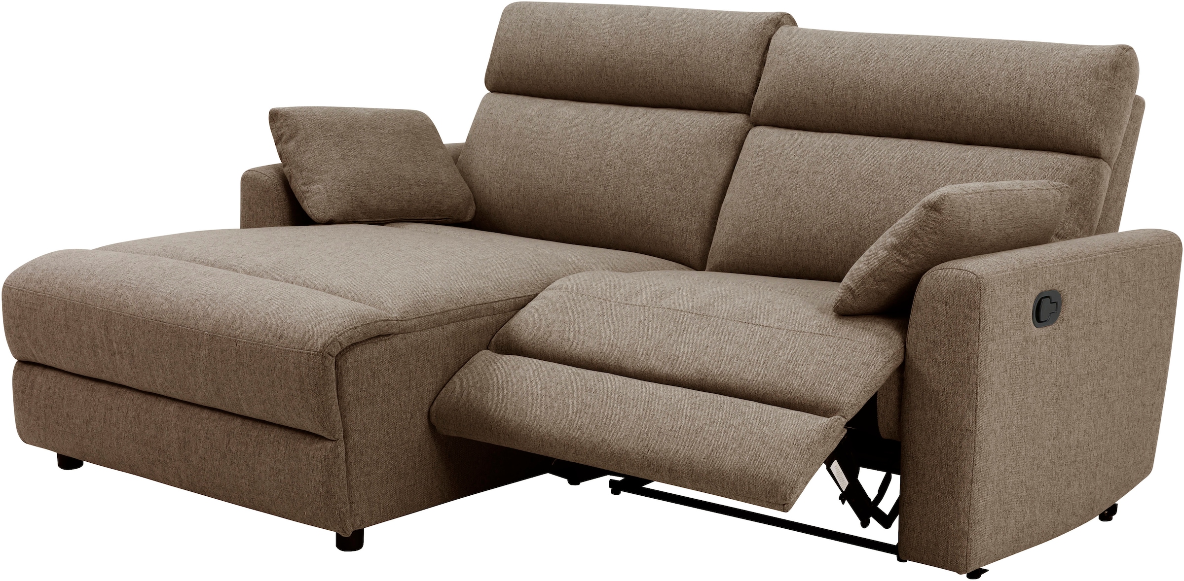 INOSIGN Ecksofa »JENNA, L-Form, 209cm, manuelle u. elektrische Funktion, mit USB A/C,«, Liegefunktion 105°-150°, Federkern, Struktur fein