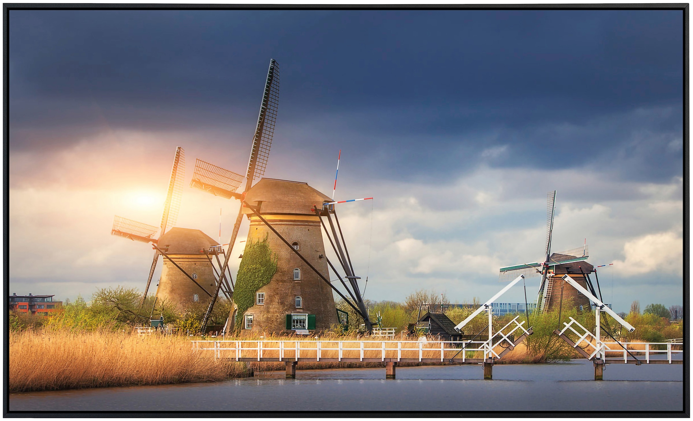 Papermoon Infrarotheizung »Windmühlen Kinderdijk Sonnenuntergang«, sehr angenehme Strahlungswärme