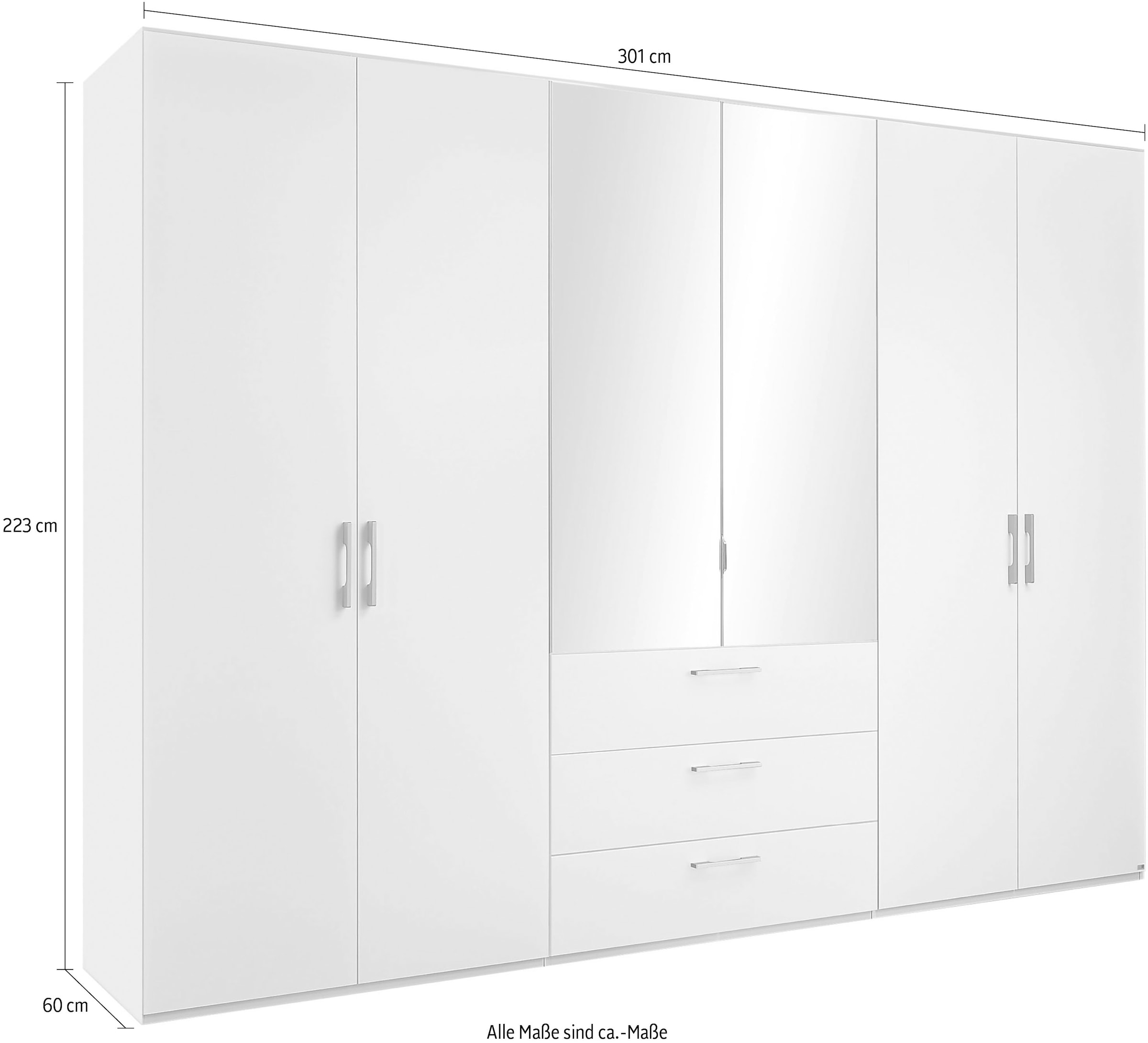 set one by Musterring Drehtürenschrank »Henderson«, mit Spiegel und 3 Schubladen, inkl. Fachböden und Kleiderstangen