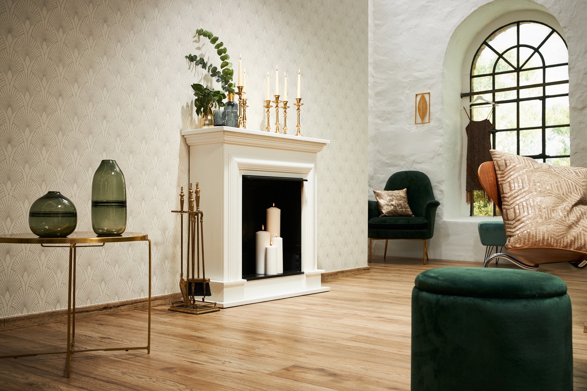 living walls Vliestapete »New Walls 50's Glam Art Deco Optik«, Barock-ornamental-gemustert, Tapete Art Deco Tapeten Wohnzimmer Schlafzimmer Küche Flur Design Büro