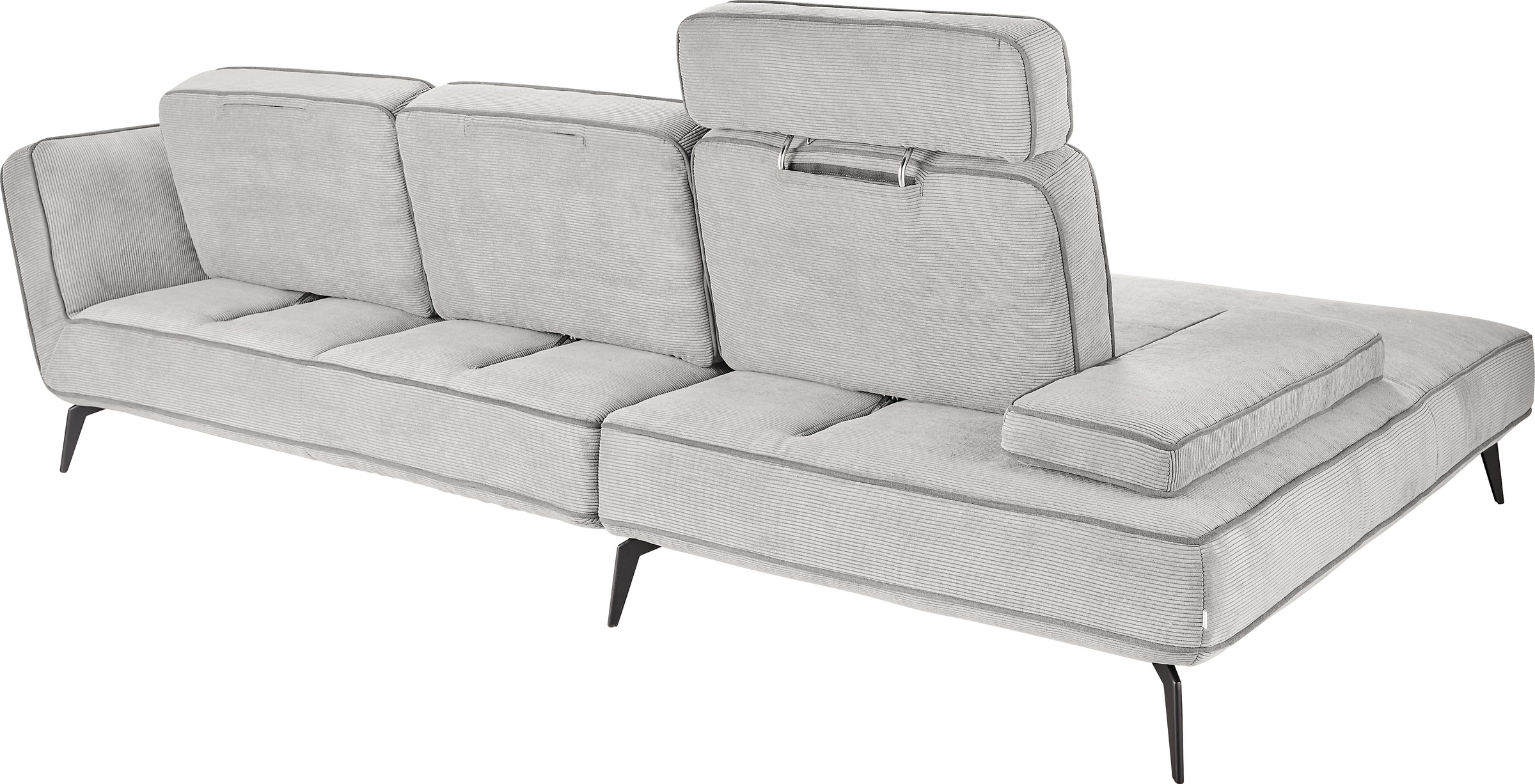 set one by Musterring Ecksofa »SO 4500, Füße schwarz matt, inkl Schwenkrückenfunktion, Cord, L-Form«, wahlweise mit Kopfstütze/Armteilverstellung/Rückenneigung