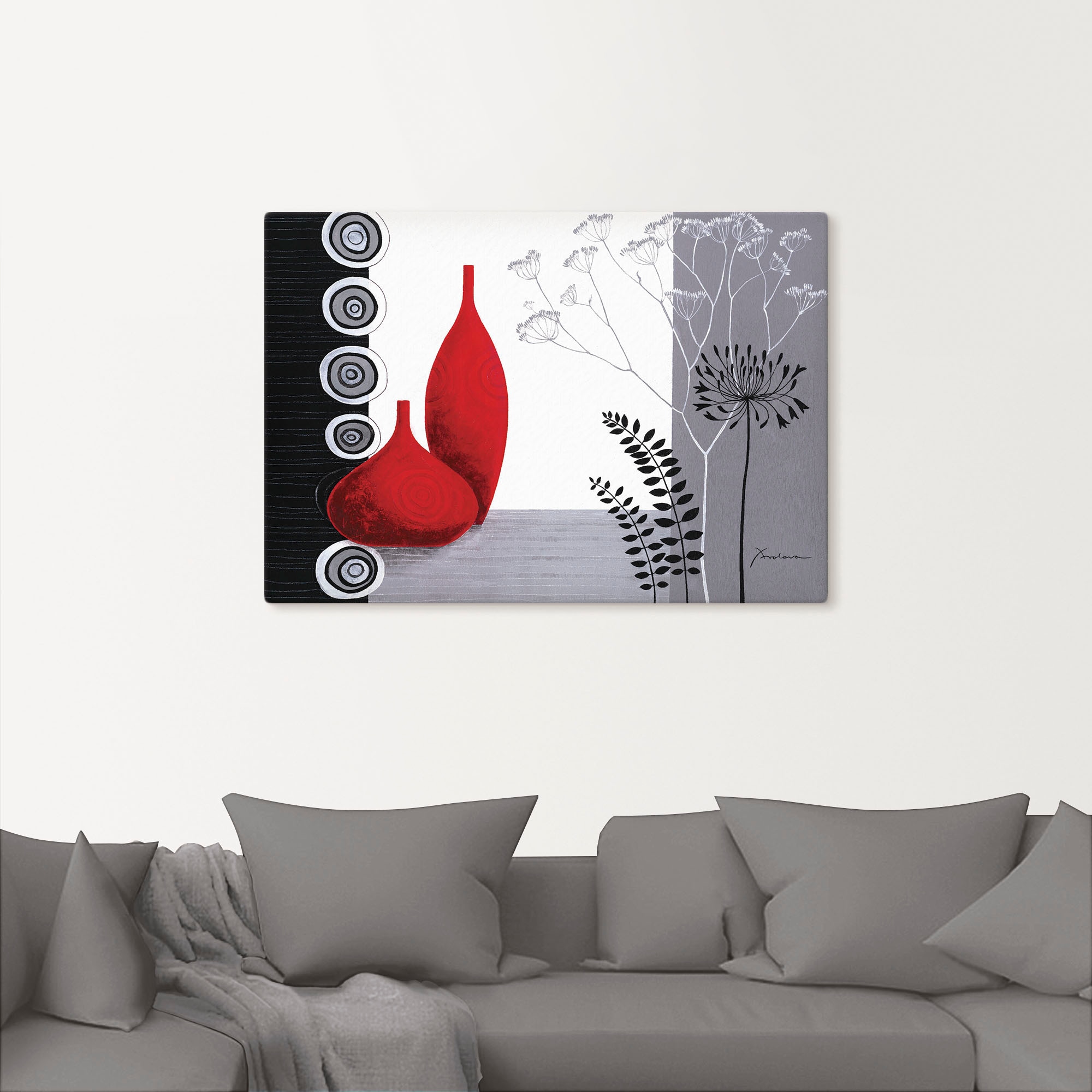 Artland Wandbild »Rote Vasen«, Vasen & Töpfe, (1 St.), als Leinwandbild, Poster in verschied. Größen