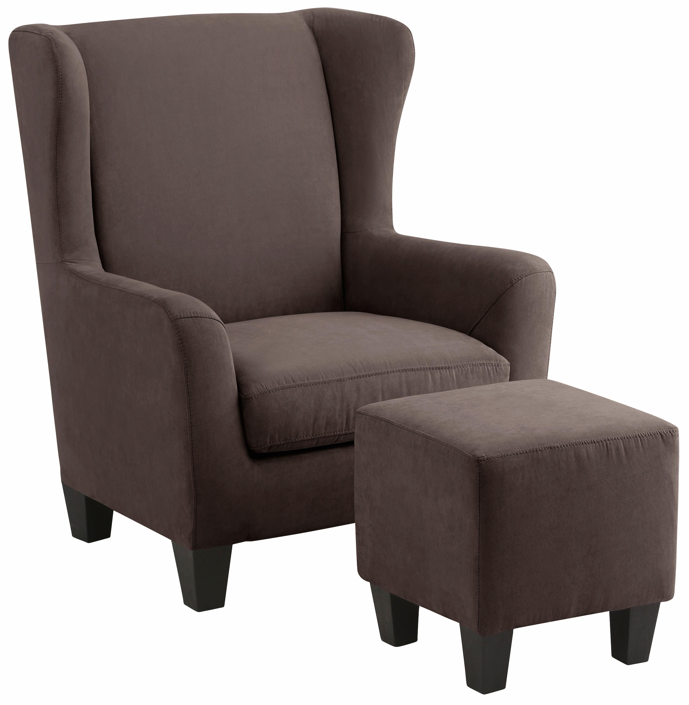 Home affaire Ohrensessel »Chilly, Sessel mit Hocker und Federkern-Polsterung,«, (Set, 2 St., bestehend aus Sessel und Hocker), in Cord und Microfaser-Bezug, Unser Dauertiefpreis