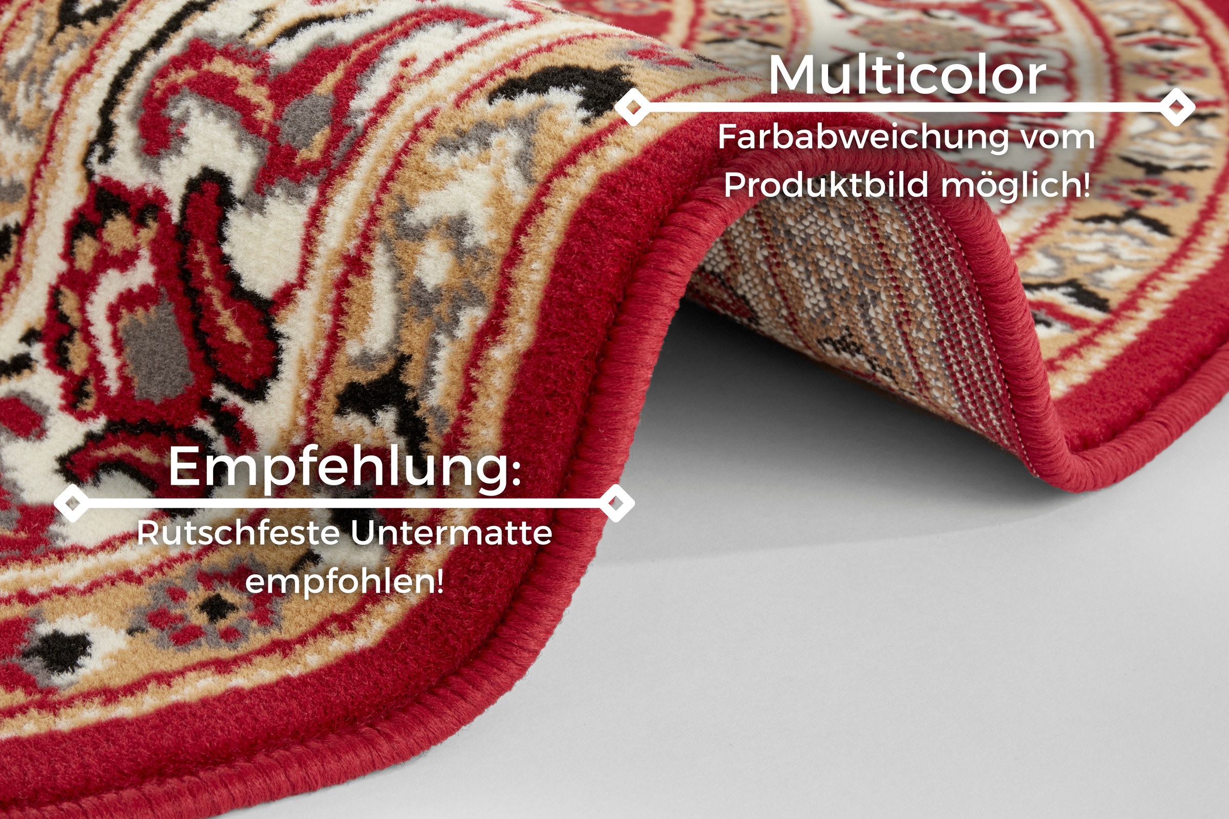 HANSE Home Teppich »Parun Täbriz«, rund, 9 mm Höhe, Kurzflor, Orient, Teppich, Vintage, Esszimmer, Wohnzimmer, Flur