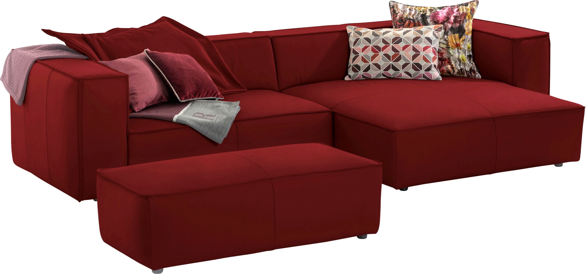 W.SCHILLIG Ecksofa »around-the-block, modern und elegant, bequem, L-Form«, mit eleganter Biese, mit Federkern