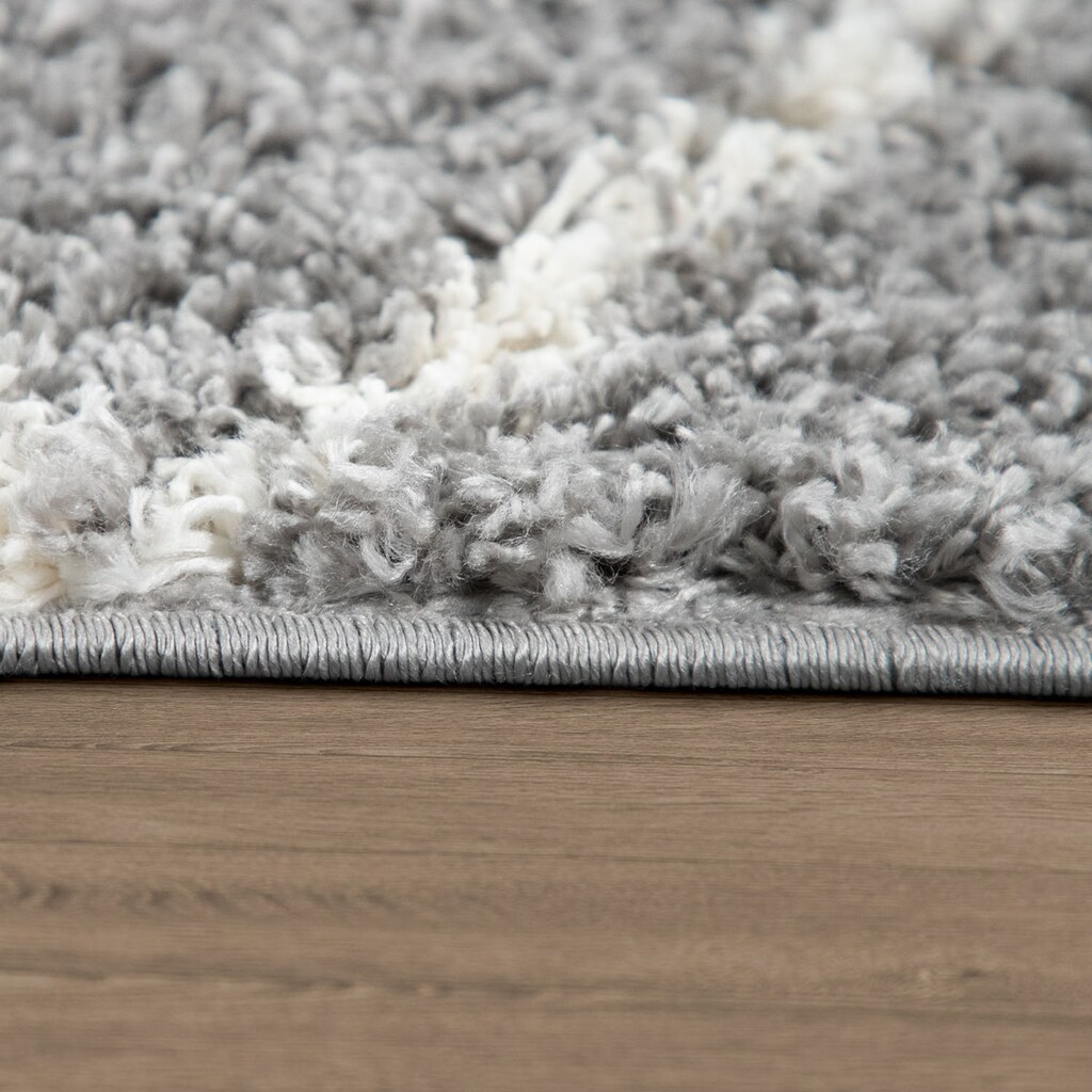 Paco Home Hochflor-Teppich »Kalmar 442«, rechteckig, 40 mm Höhe, Scandi Design, Rauten Muster, weich & kuschelig, ideal im Wohnzimmer & Schlafzimmer
