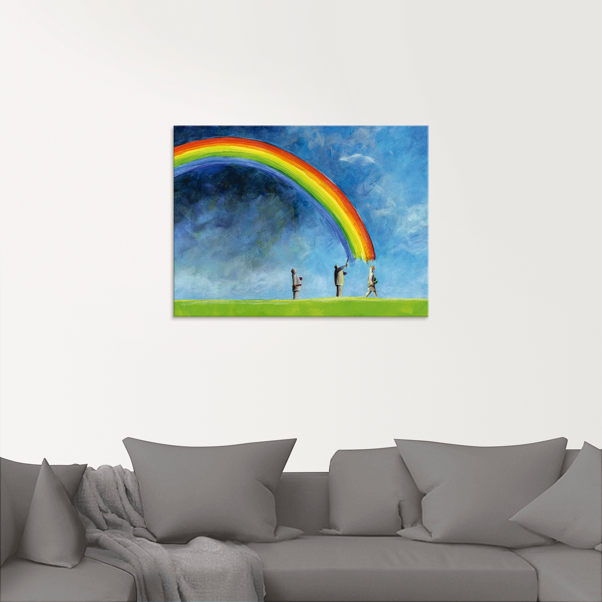 Artland Glasbild »Regenbogen malen«, Gruppen & Familien, (1 St.), in verschiedenen Größen