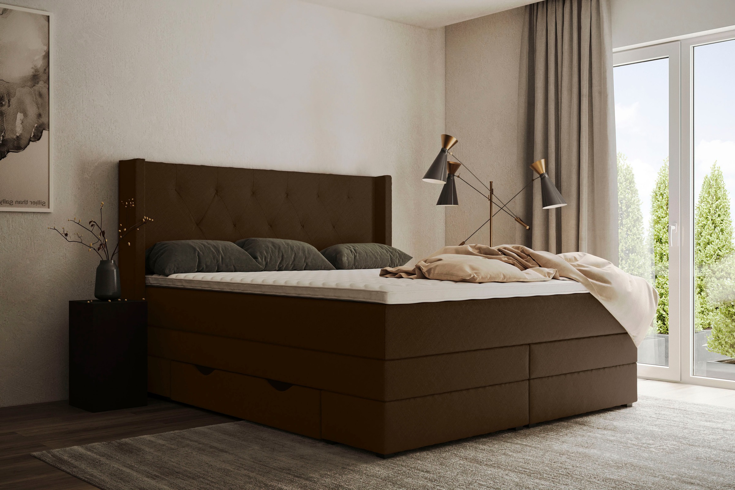 Home affaire Boxspringbett »Elegance« mit schöner Knopfheftung, in den Härt günstig online kaufen