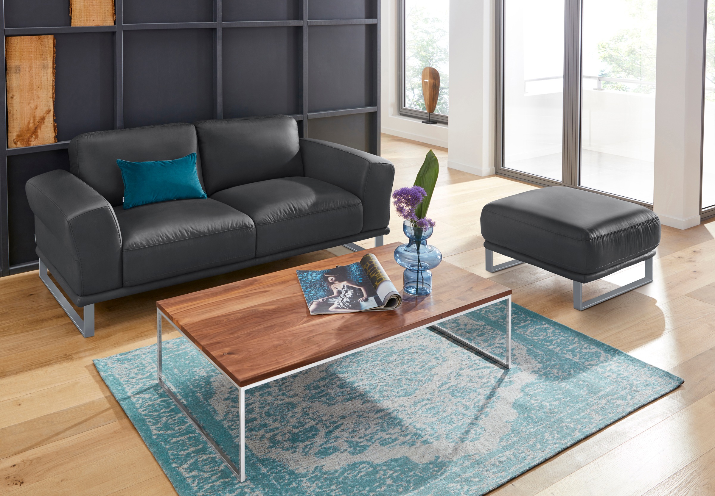 W.SCHILLIG Hocker »montanaa«, mit Metallkufen in Silber matt, Breite 71 cm