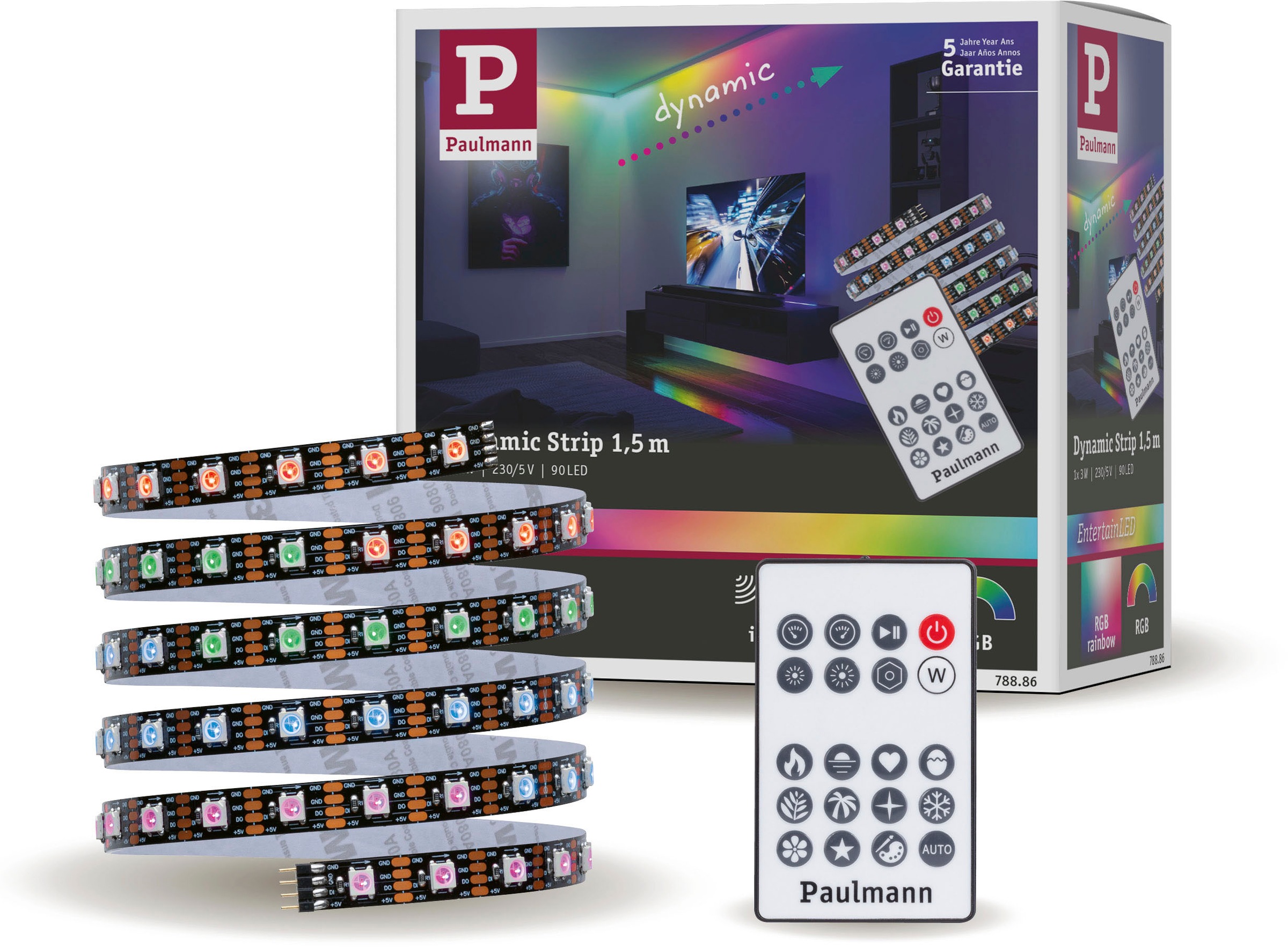 Paulmann LED-Streifen »Dynamic Rainbow RGB 1,5m 3W 60LEDs/m 5VA«, 1 St.-flammig