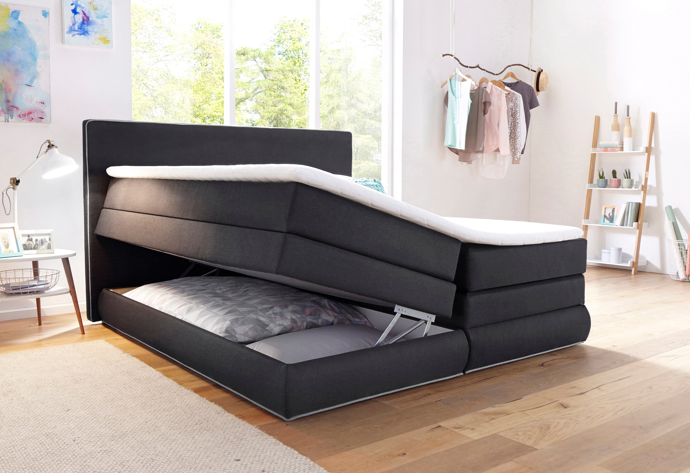COLLECTION AB Boxspringbett »Ninoni«, inkl. Bettkasten, Topper und wahlweise mit LED-Beleuchtung