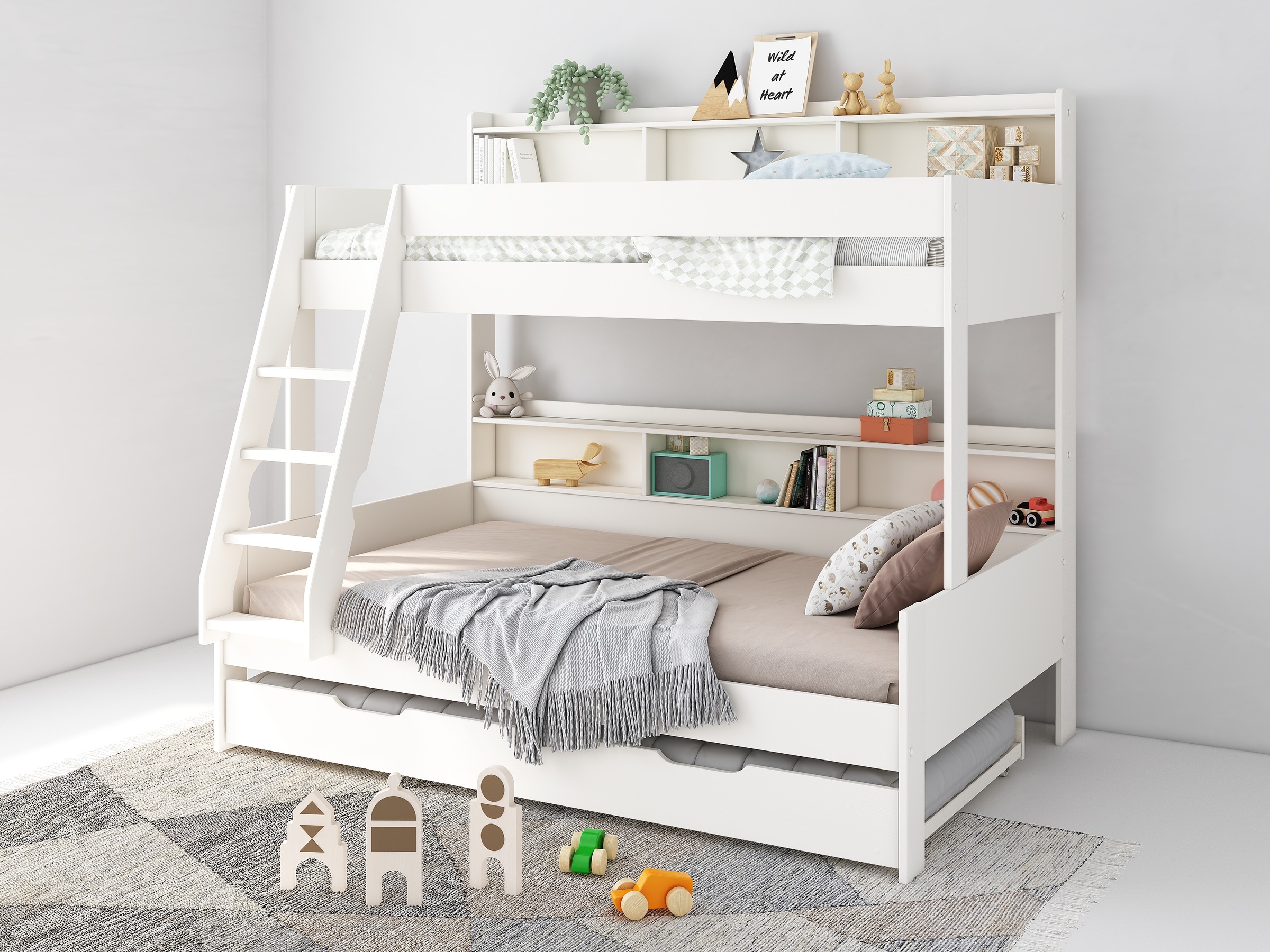 Lüttenhütt Etagenbett »Jaime II, Stockbett, viel Stauraum, mit Regalen, Mas günstig online kaufen