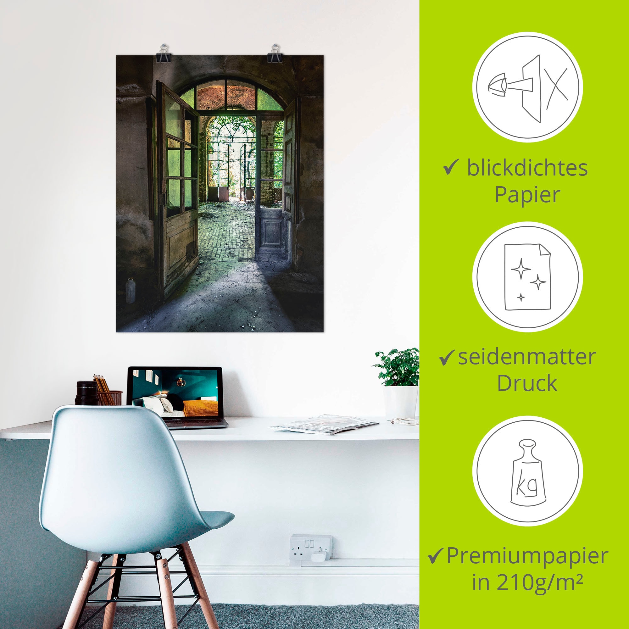 Artland Wandbild »Lost Place - alte Tür Fenster«, Fenster & Türen, (1 St.), als Alubild, Outdoorbild, Leinwandbild, Poster, Wandaufkleber