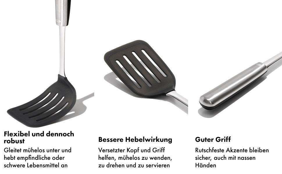 OXO Good Grips Pfannenwender »OXO Silicone Flexible Turner« der Kopf besteht aus hitzebeständigem Silikon