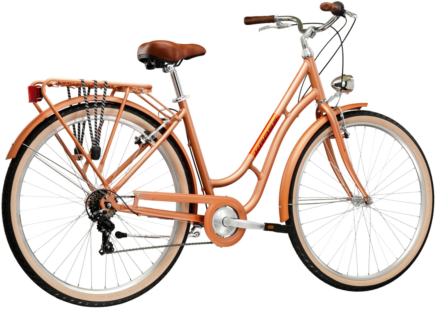 Kross Cityrad »Citybike Damen 28" Sentio Classic braun 7 Gänge mit Beleuchtung 2026« 7 Gang Shimano TOURNEY TY200 Schaltwerk Kettenschaltung Rahmen aus Aluminium Performance