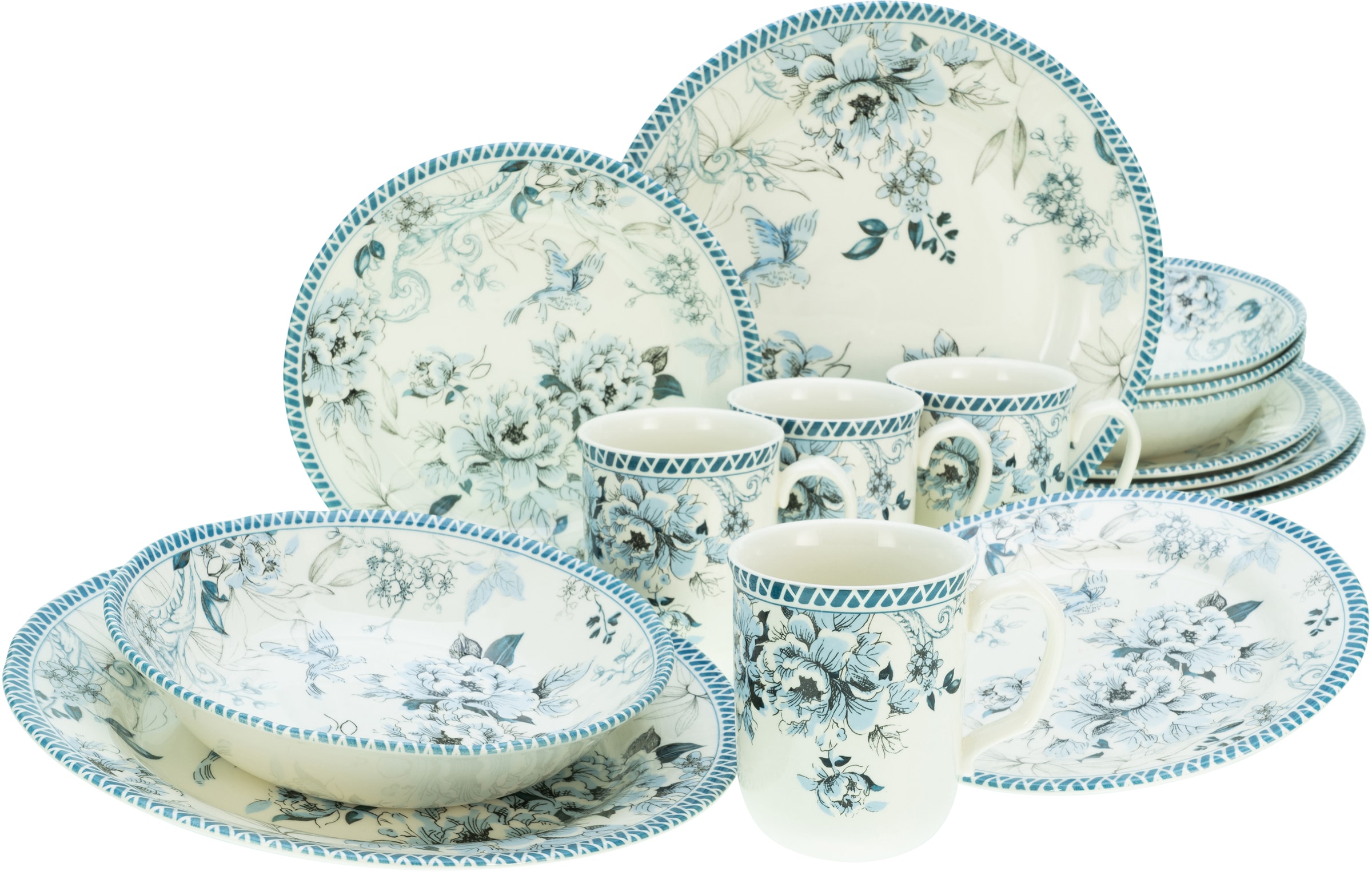 CreaTable Kombiservice »Geschirr-Set Vintage Garden«, (Set, 16 tlg., Kaffee günstig online kaufen