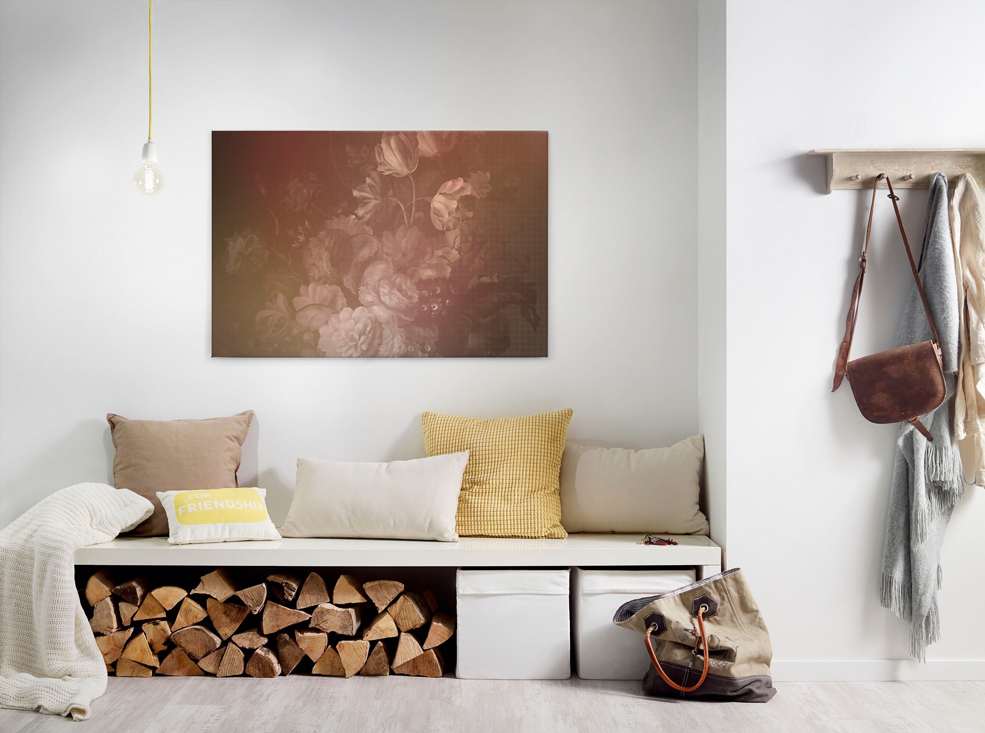 Bricoflor Stillleben Bild Auf Leinwand In Altrosa Und Rot Blumen Wandbild I günstig online kaufen