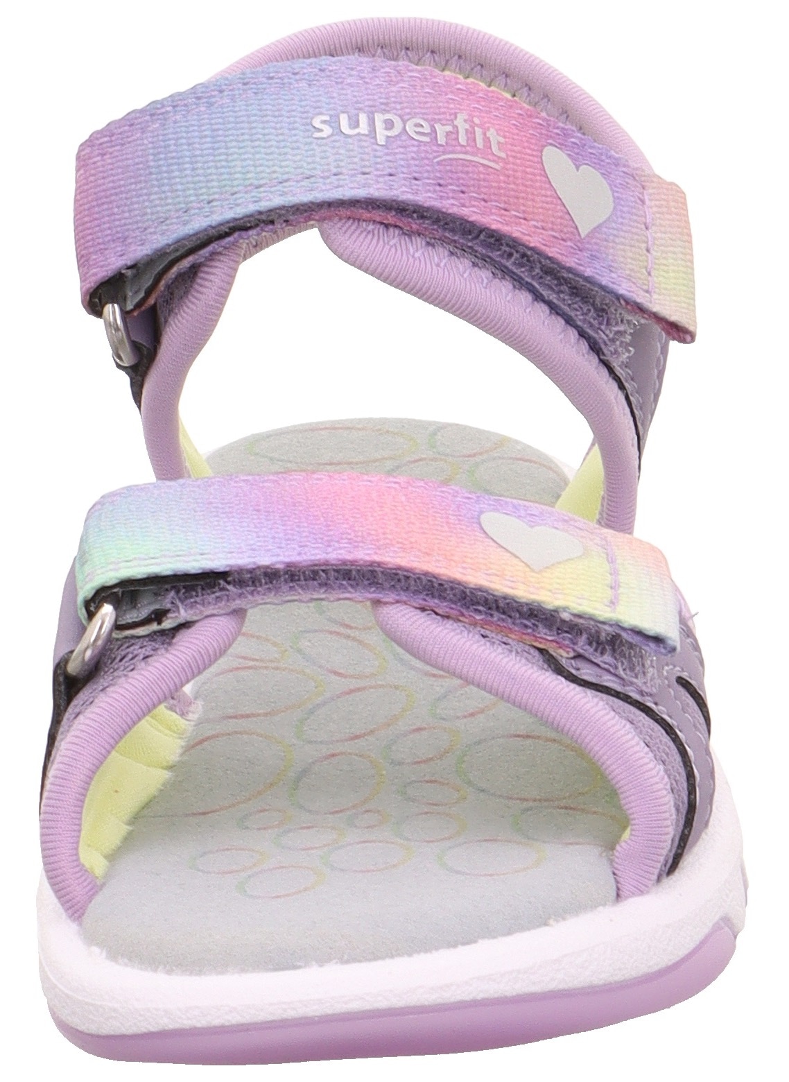 Superfit Sandale »PEBBLES WMS: mittel«, Sandalette mit süßem Glitzerverschluss, Größenschablone zum Download