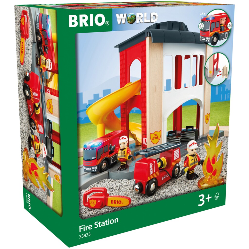 BRIO® Spiel-Feuerwehrwache »BRIO® WORLD, Große Feuerwehrstation mit Einsatzfahrzeug«