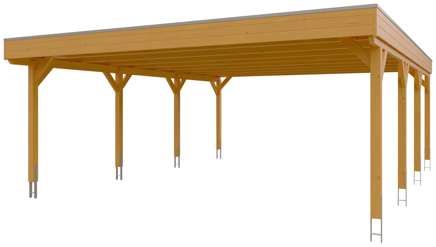 Skanholz Doppelcarport »Grunewald«, hellbraun, mit Aluminiumdach
