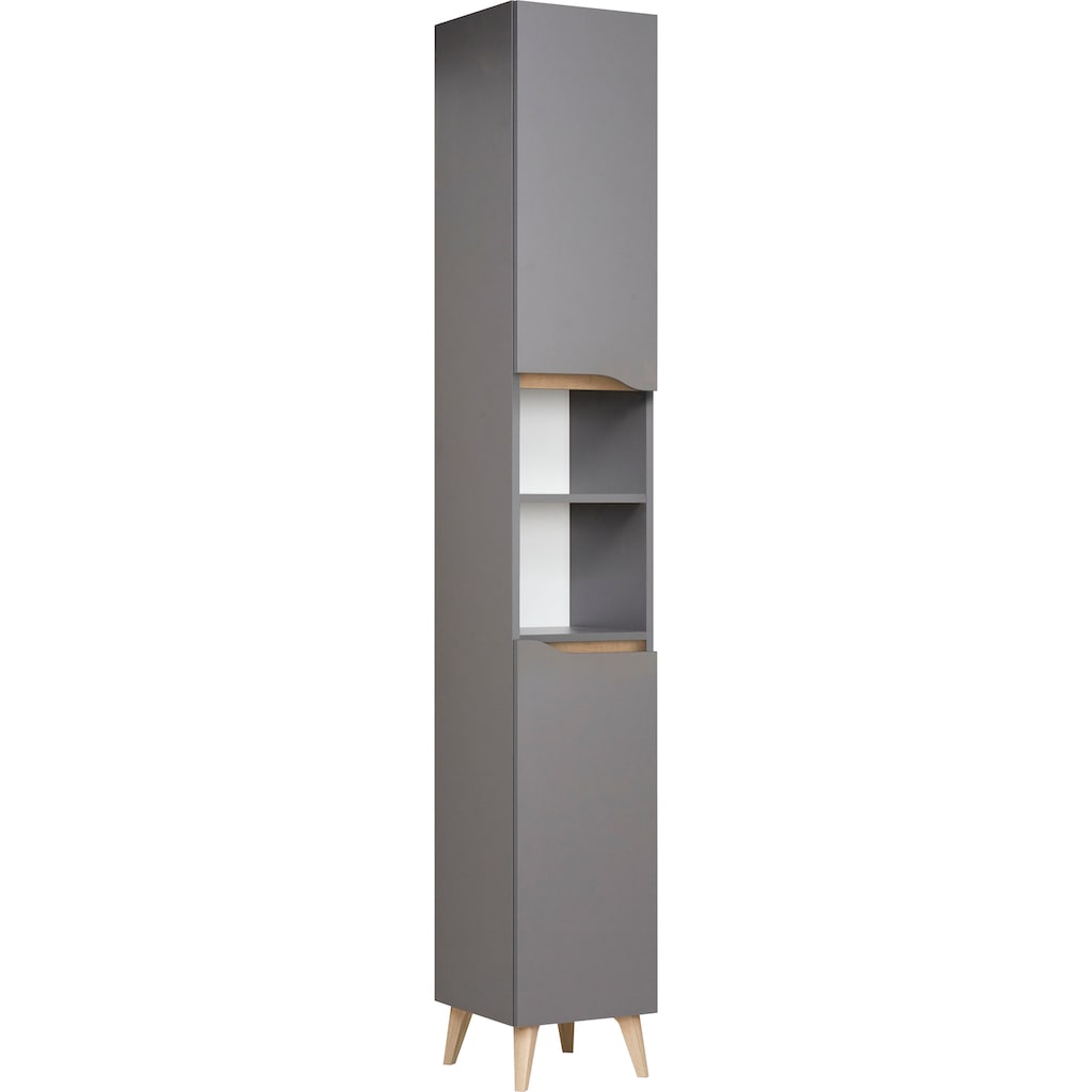 Saphir Hochschrank »Quickset Badschrank 30 cm breit, 2 Türen, 1 Nische, 2 Einlegeböden«, Badezimmer-Hochschrank inkl. Türdämpfer, grifflos