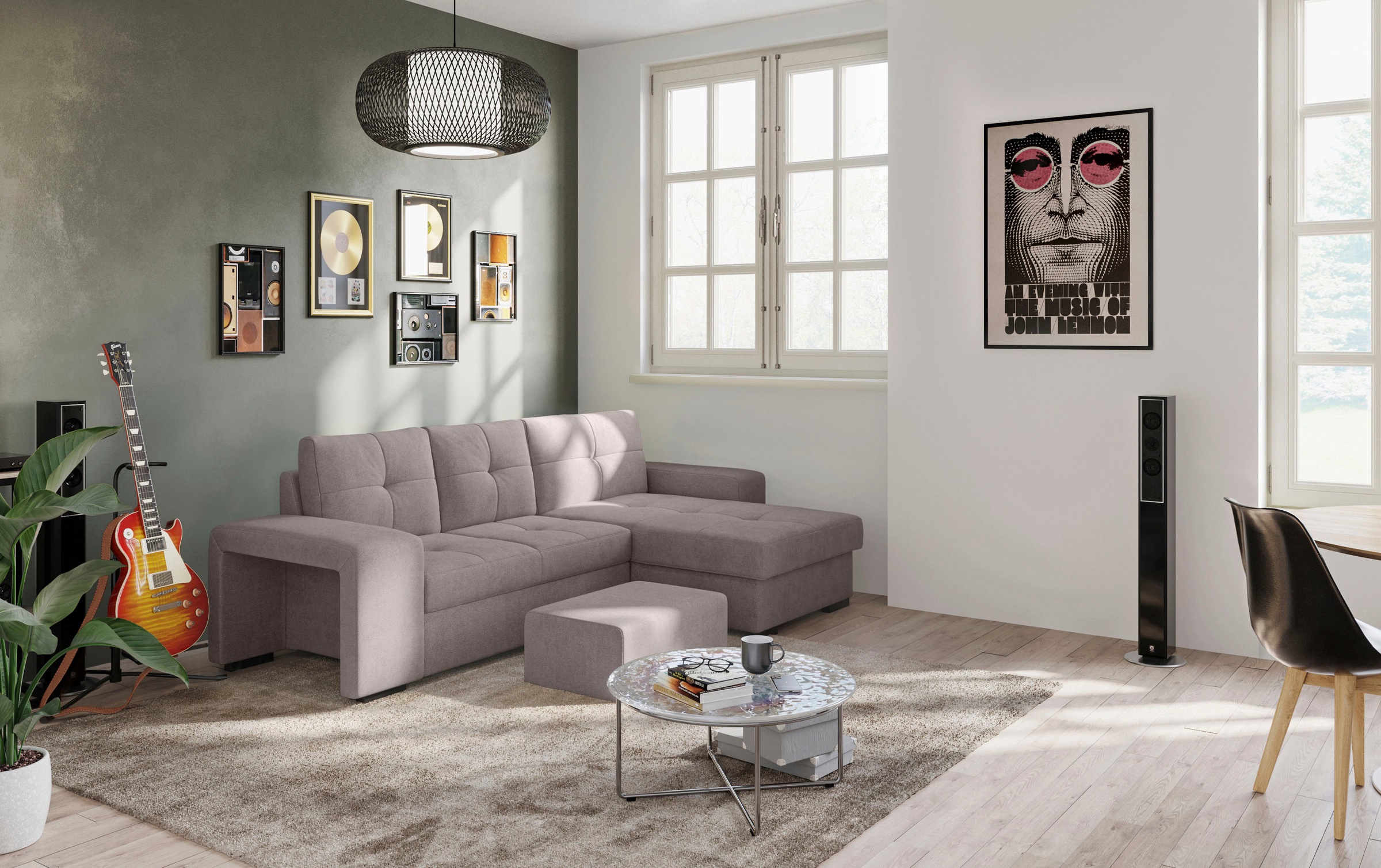 COTTA Ecksofa »Mattina L-Form«, mit Hocker, wahlweise mit Bettfunktion & Bettkasten