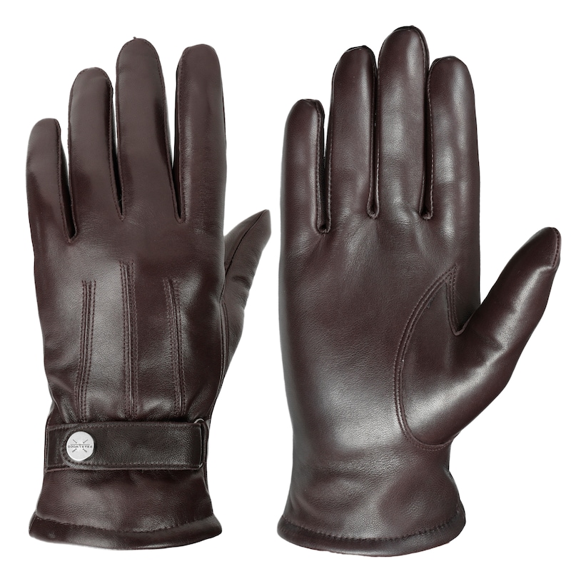 PEARLWOOD Lederhandschuhe »BROOKS« 1 Paar, weiches Innenfutter, Wollanteil, verstellbarer Lederriegel chocolate