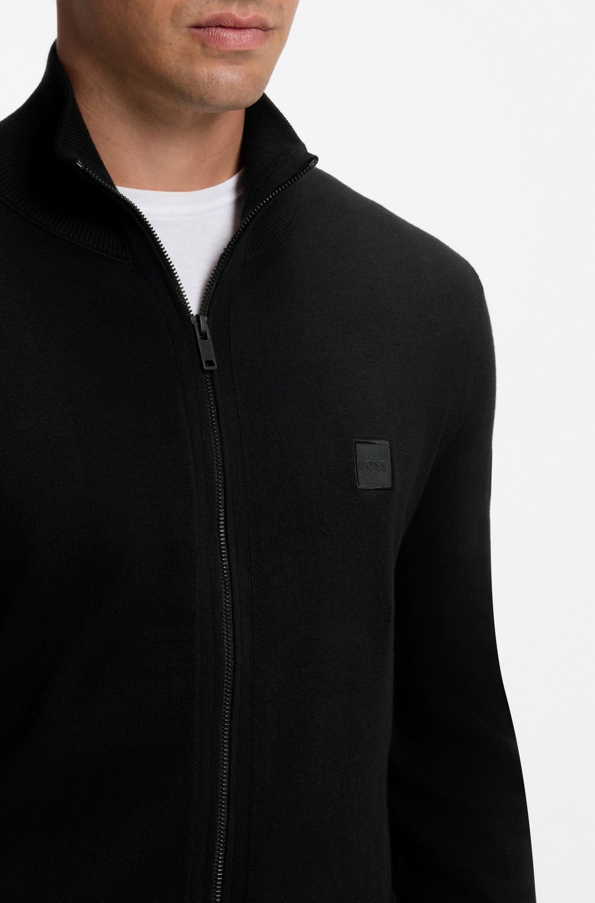 BOSS ORANGE Strickjacke »Kanozip Full Zip Cardigan« mit Reißverschluss, Kaschmir-Anteil