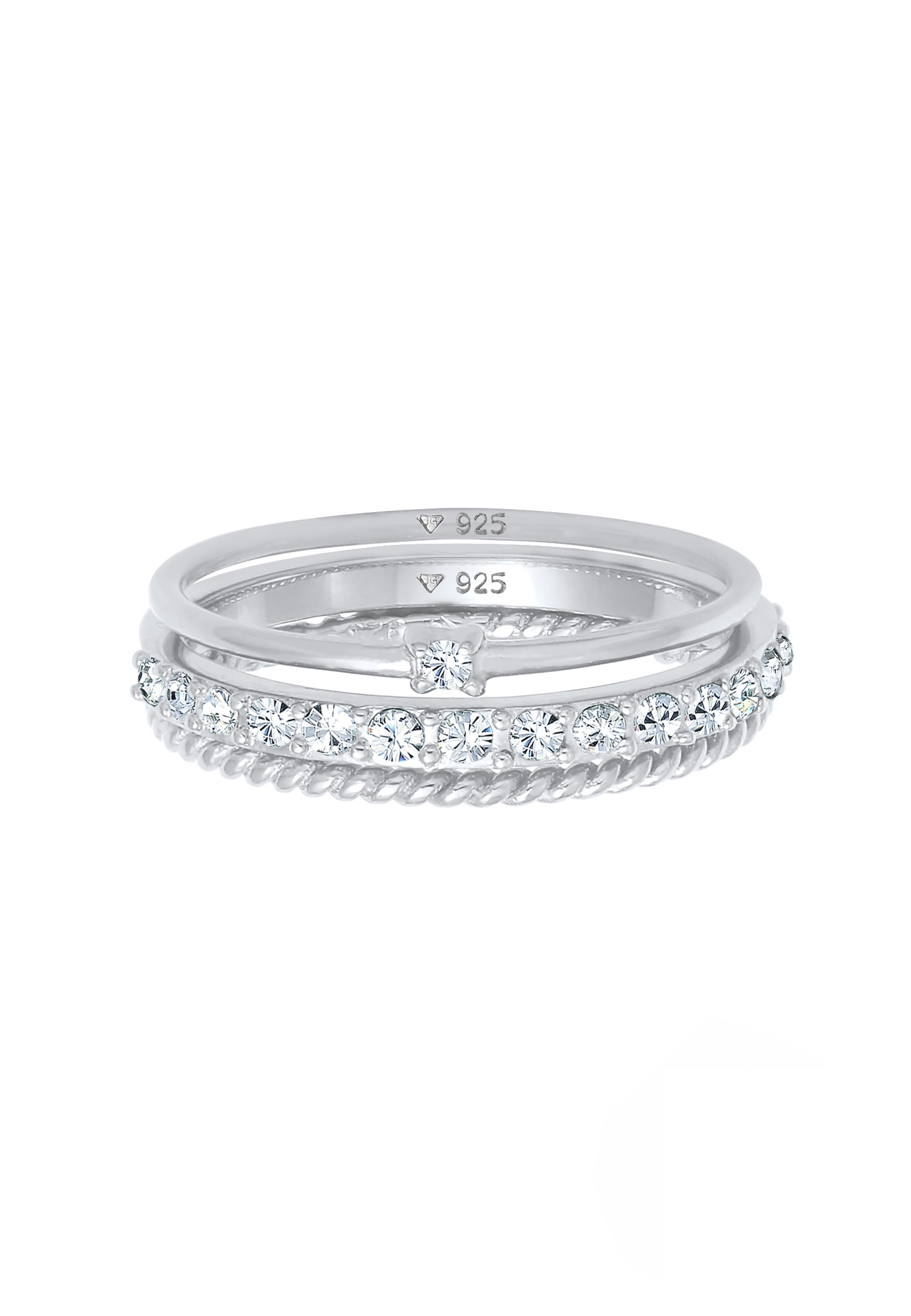 Elli Solitärring »Ringset (3 tlg) 925 Silber, mit Kristallen von Swarovski®«