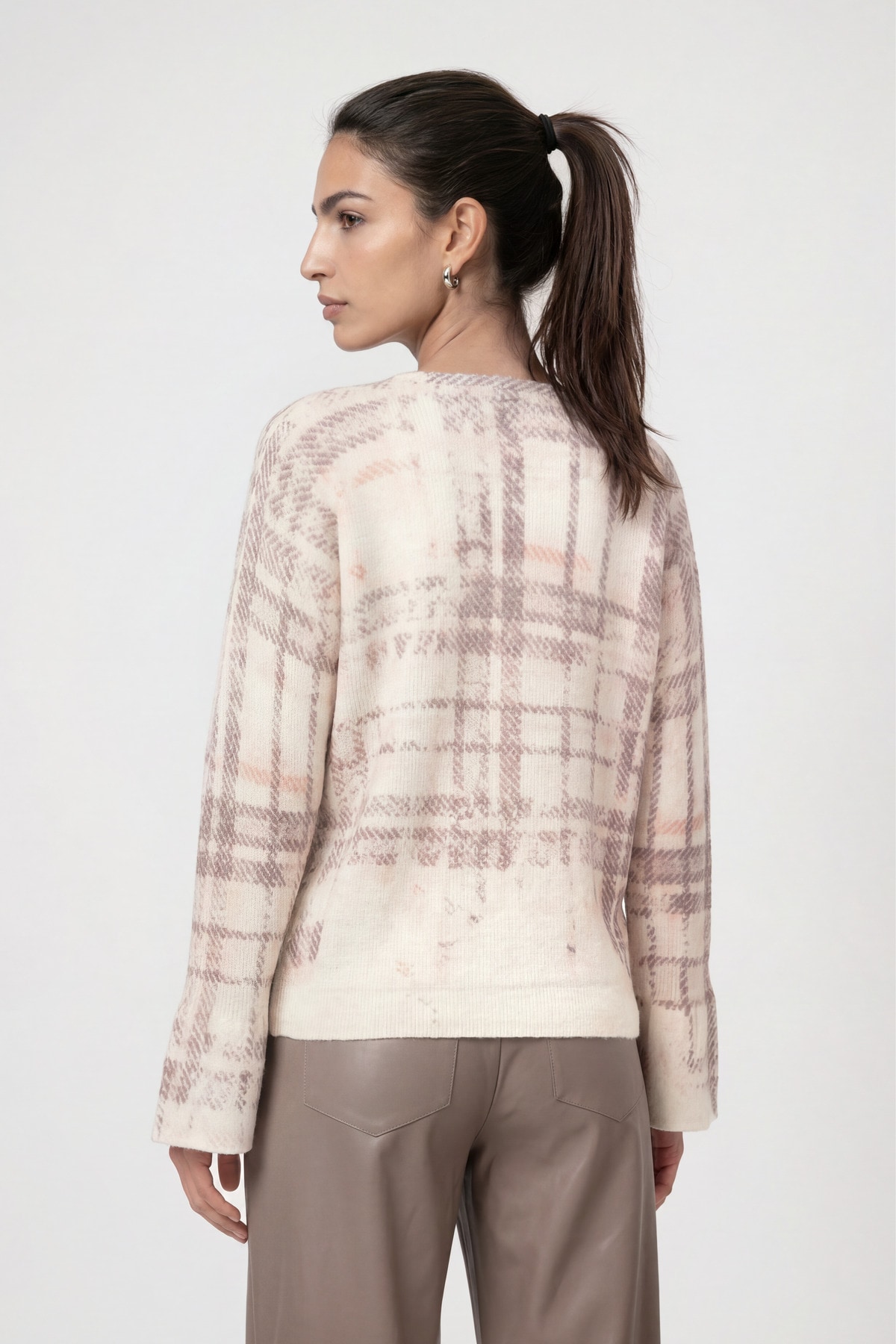 Monari Rundhalspullover »Pullover Karodruck« Regular fit mit Rundhalsausschnitt