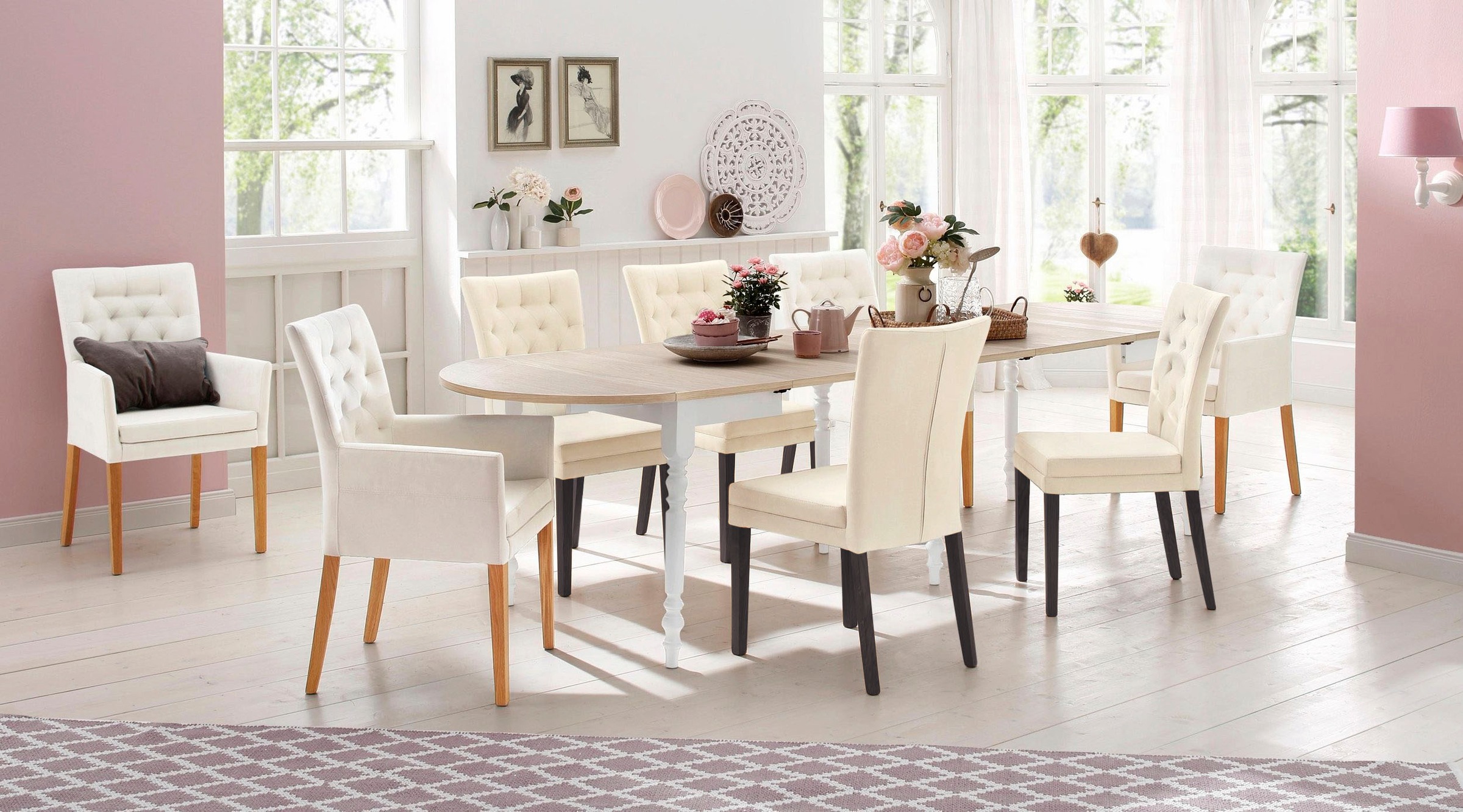 Home affaire 4-Fußstuhl »Colorado«, (Set), 2 St., Luxus-Microfaser, Beine aus Buche, wengefarben lackiert, Im 2er, 4er oder 6er-Set