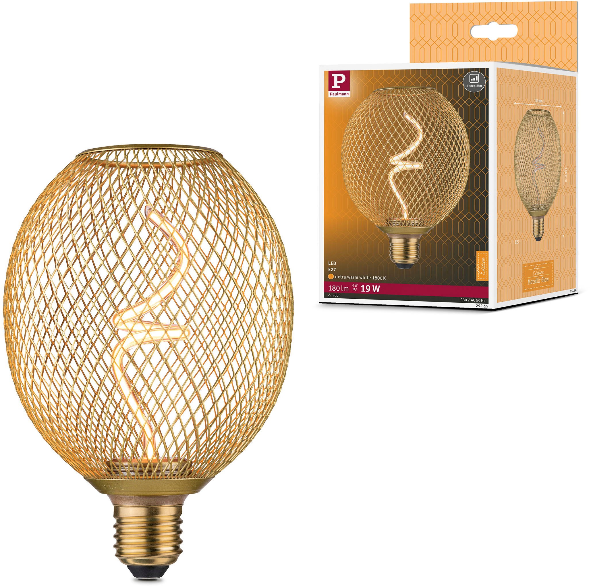Paulmann LED-Leuchtmittel »Metallic Glow Standard 230V LED Globe dimmbar Me günstig online kaufen