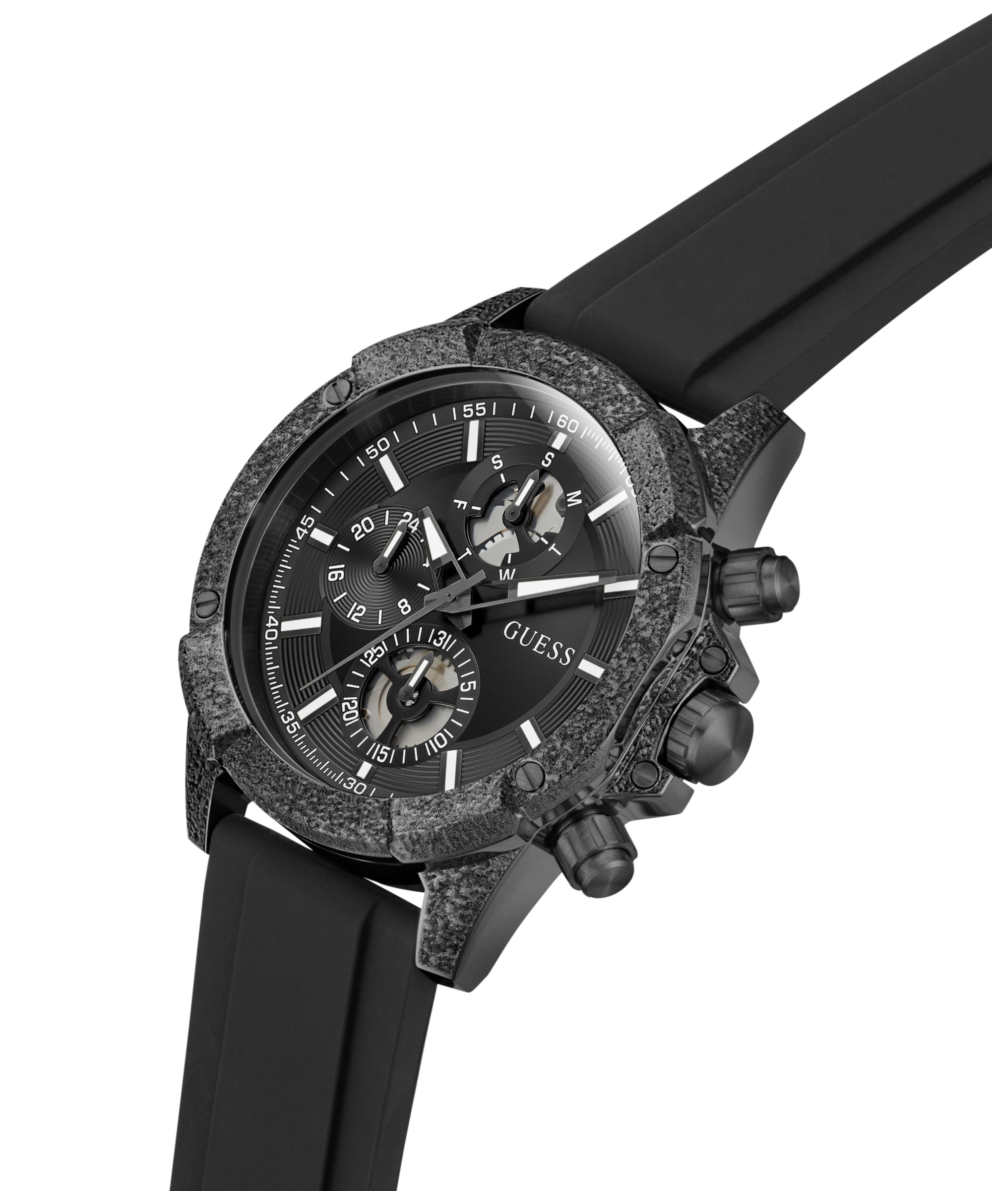 Guess Multifunktionsuhr »TRISTAN« Quarzuhr, Armbanduhr, Herrenuhr, Silikonarmband, analog, Tag