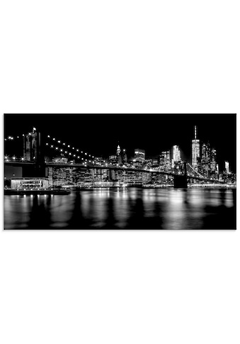 Glasbild »Manhattan Skyline & Brroklyn Bridge«, Amerika, (1 St.), in verschiedenen Größen