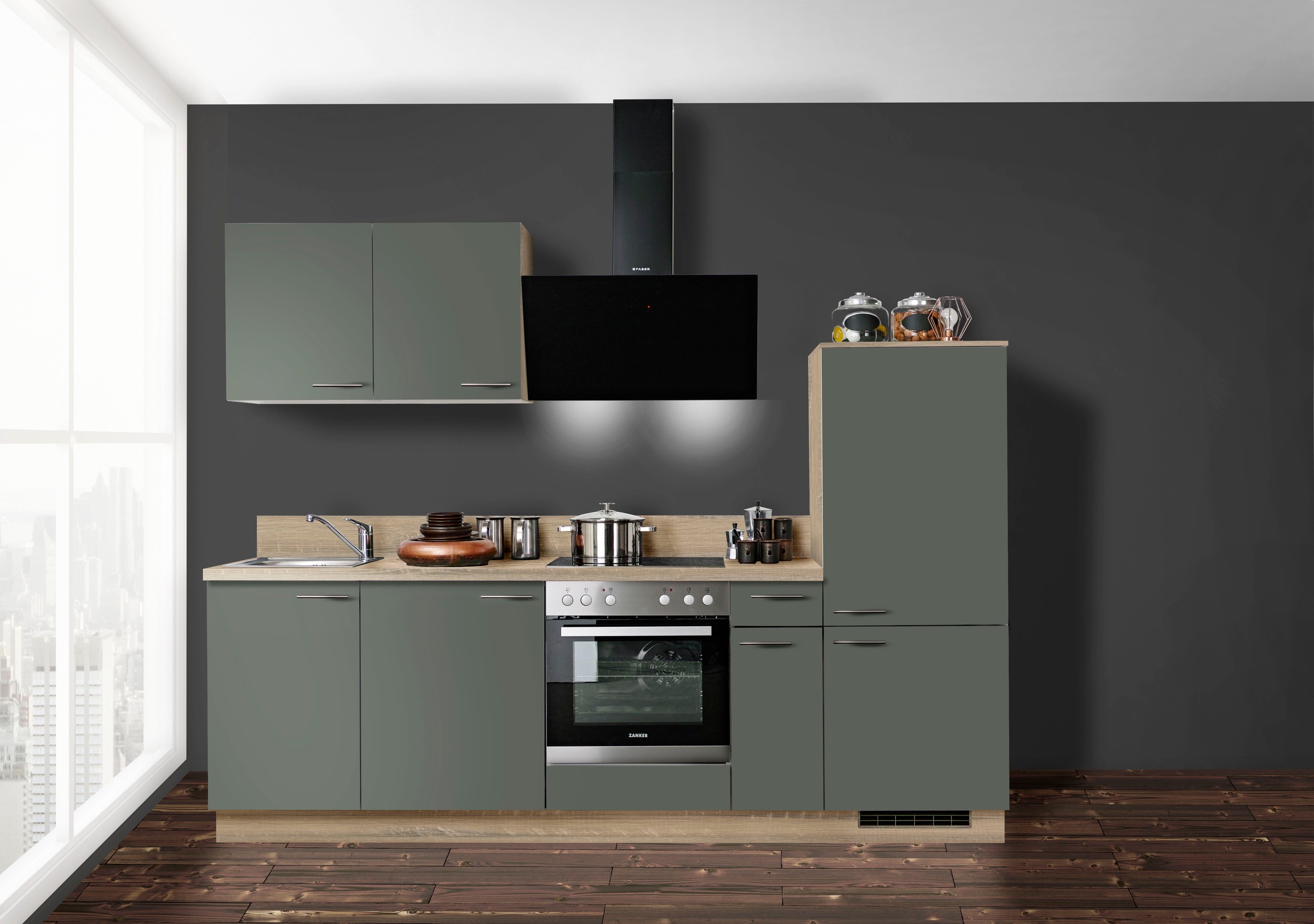 KOCHSTATION Küchenzeile »KS-Scafa, vormontiert, mit höhenverstellbaren Füße günstig online kaufen