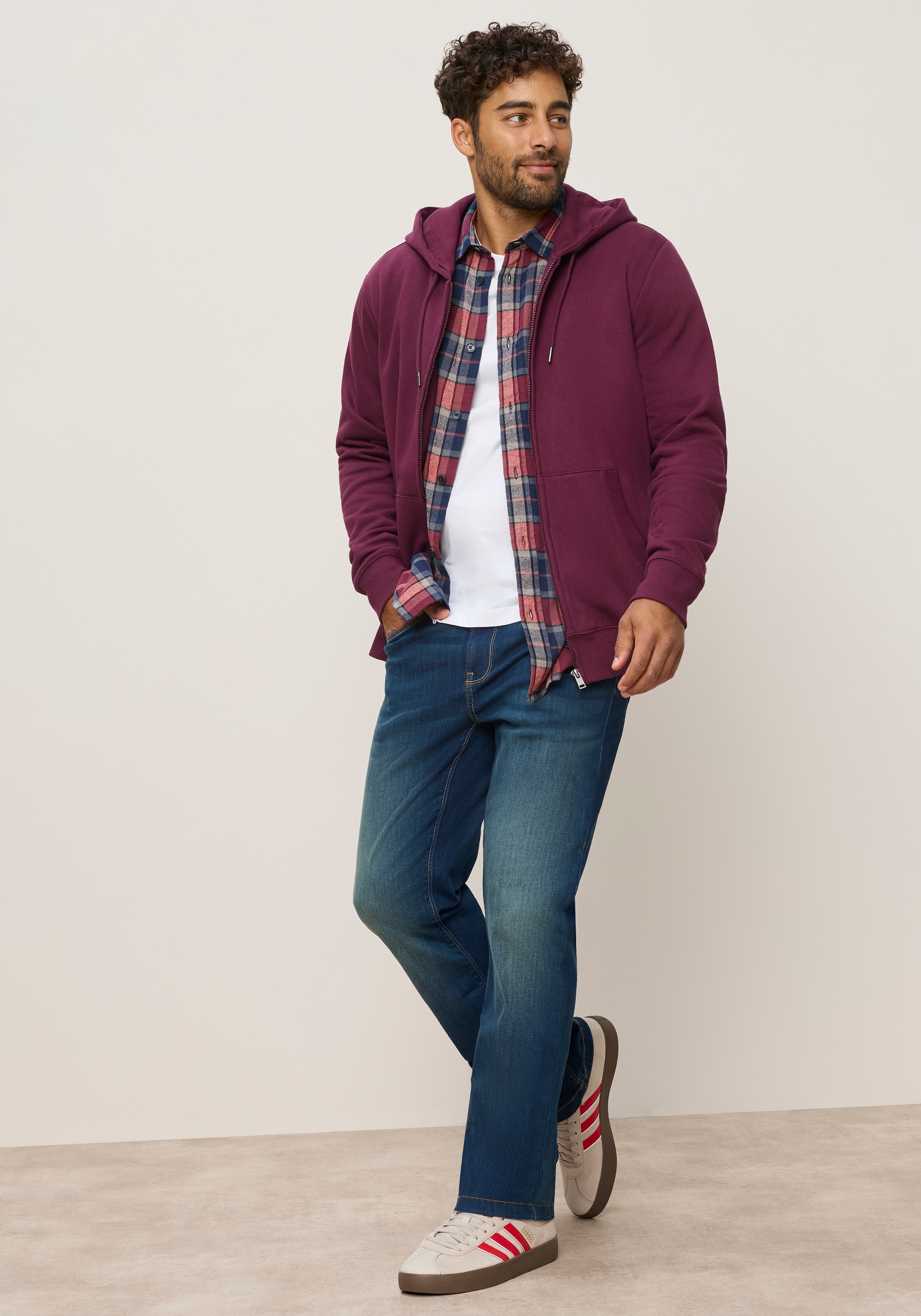 Man's World Kapuzensweatjacke mit Kapuze und Kordelzügen, normale Passform