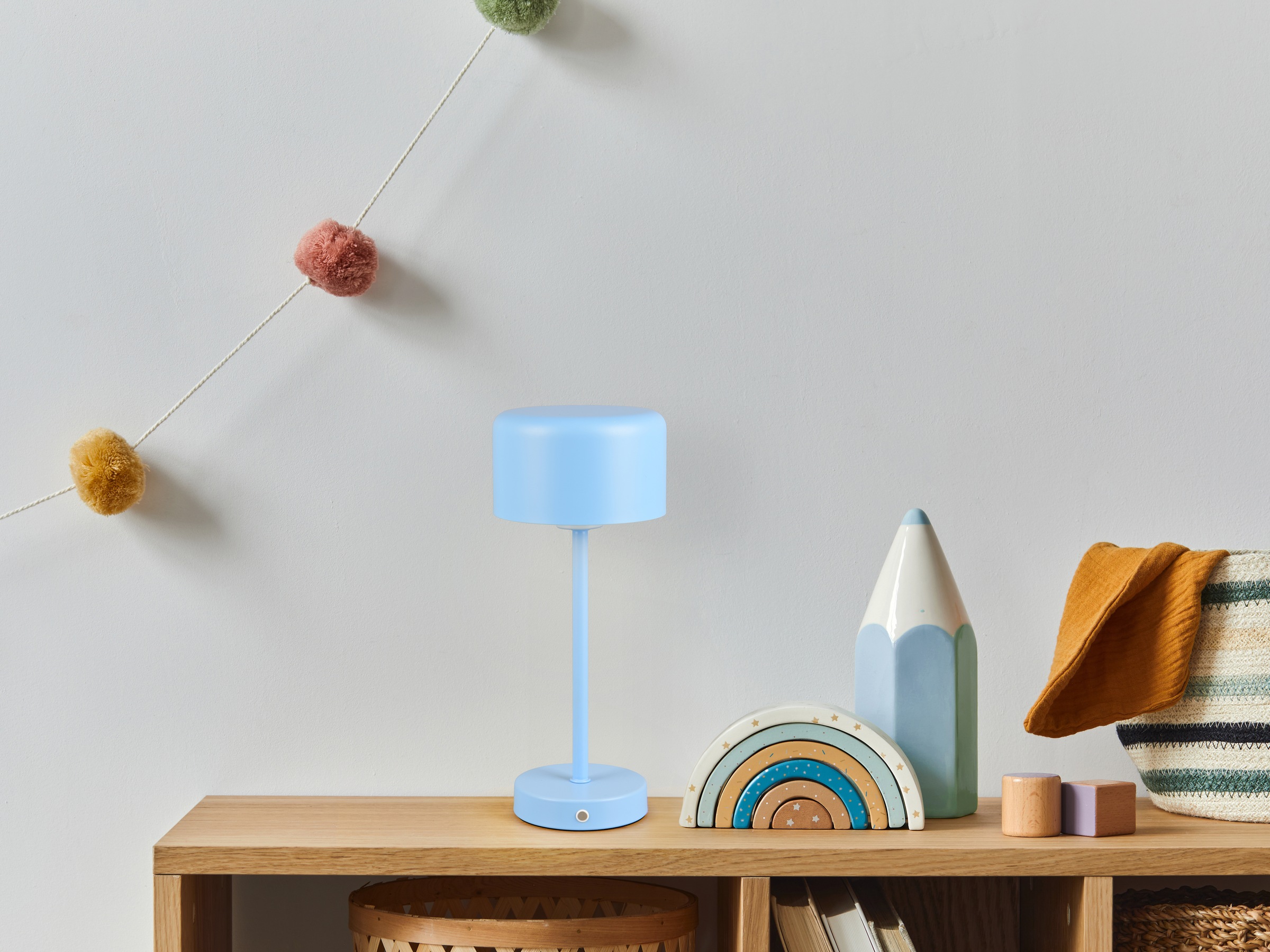 Lüttenhütt LED Tischleuchte »Abelke, Tischlampe Kinderzimmer mit USB-C Ladekabel, Touch-Sensor«, 1 flammig, Leuchtmittel LED-Board | LED fest integriert, dimmbar, Höhe 30cm, Kinder Lampe warmweiß Leselampe, Akkuleuchte, Akku