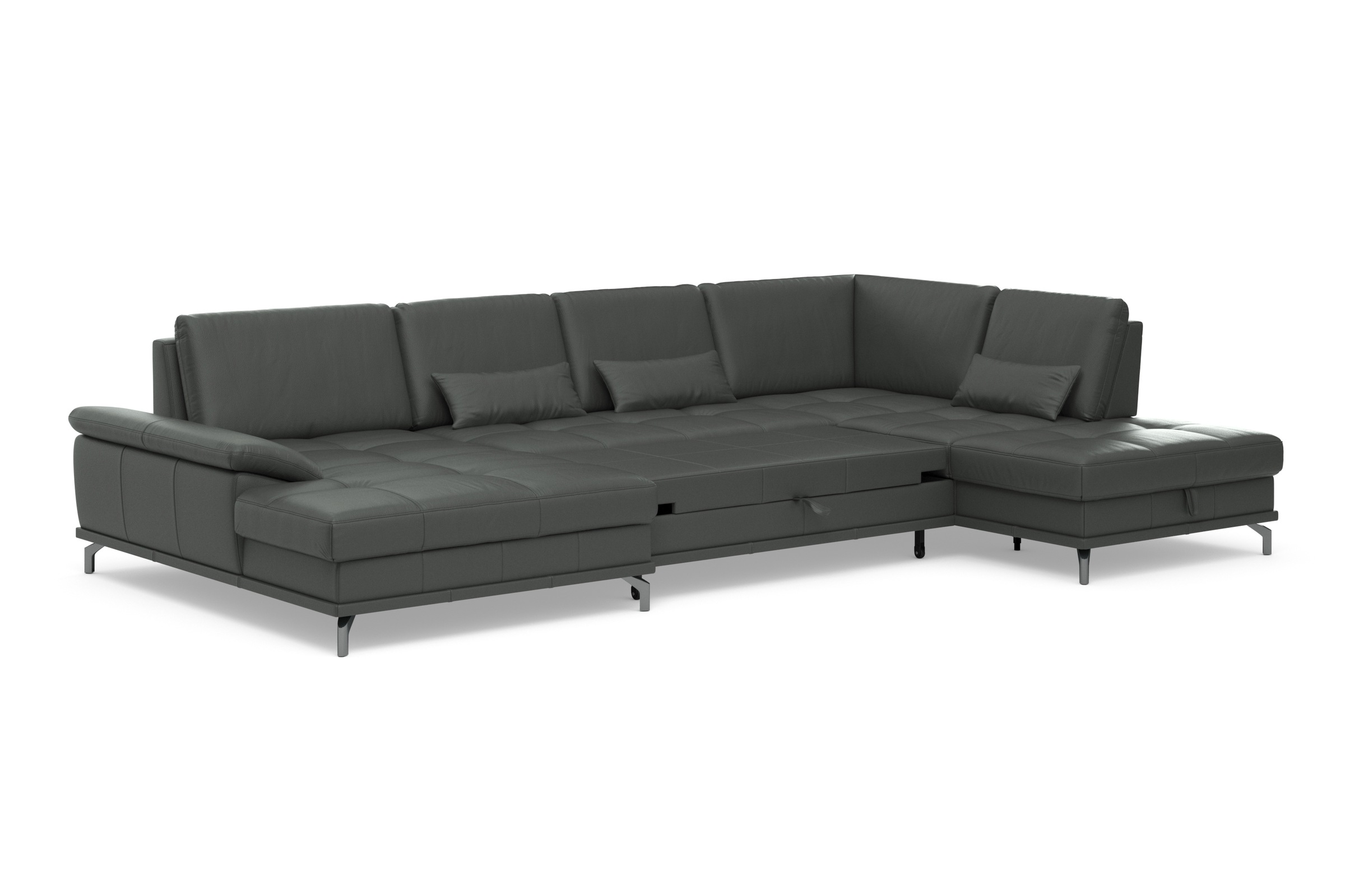 Places of Style Wohnlandschaft »Costello U-Form, B: 363 cm mit Sitztiefen-, Armteilverstellung &«, 3 Nierenkissen, optional Bettfunktion & Bettkasten