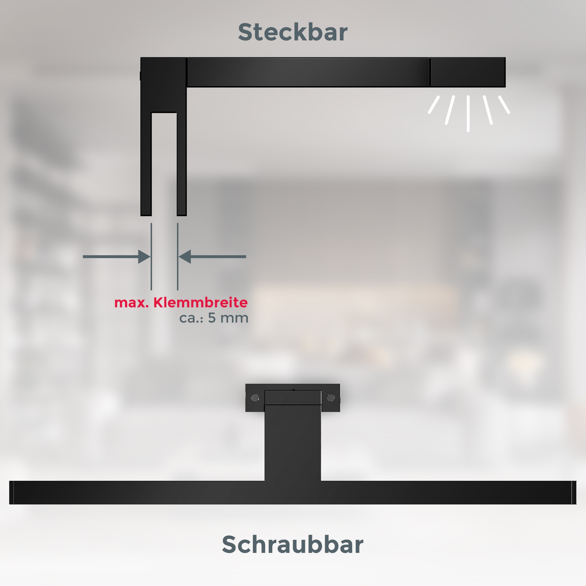 B.K.Licht Spiegelleuchte »BKL1405 Spiegellampe Bad, neutralweiße Lichtfarbe, klemmbar«, 1 flammig, Leuchtmittel LED-Modul | LED fest integriert, Badezimmerlampe, 4.000K, 30x10,3x3,6 cm, Schwarz