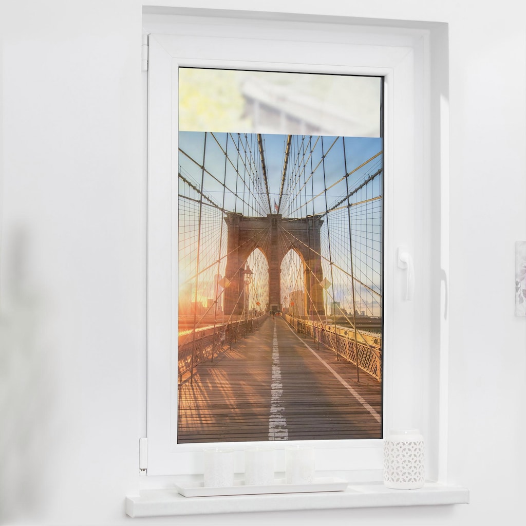LICHTBLICK ORIGINAL Fensterfolie »Brooklyn Bridge«, 1 St., blickdicht, strukturiertKlebepunkte