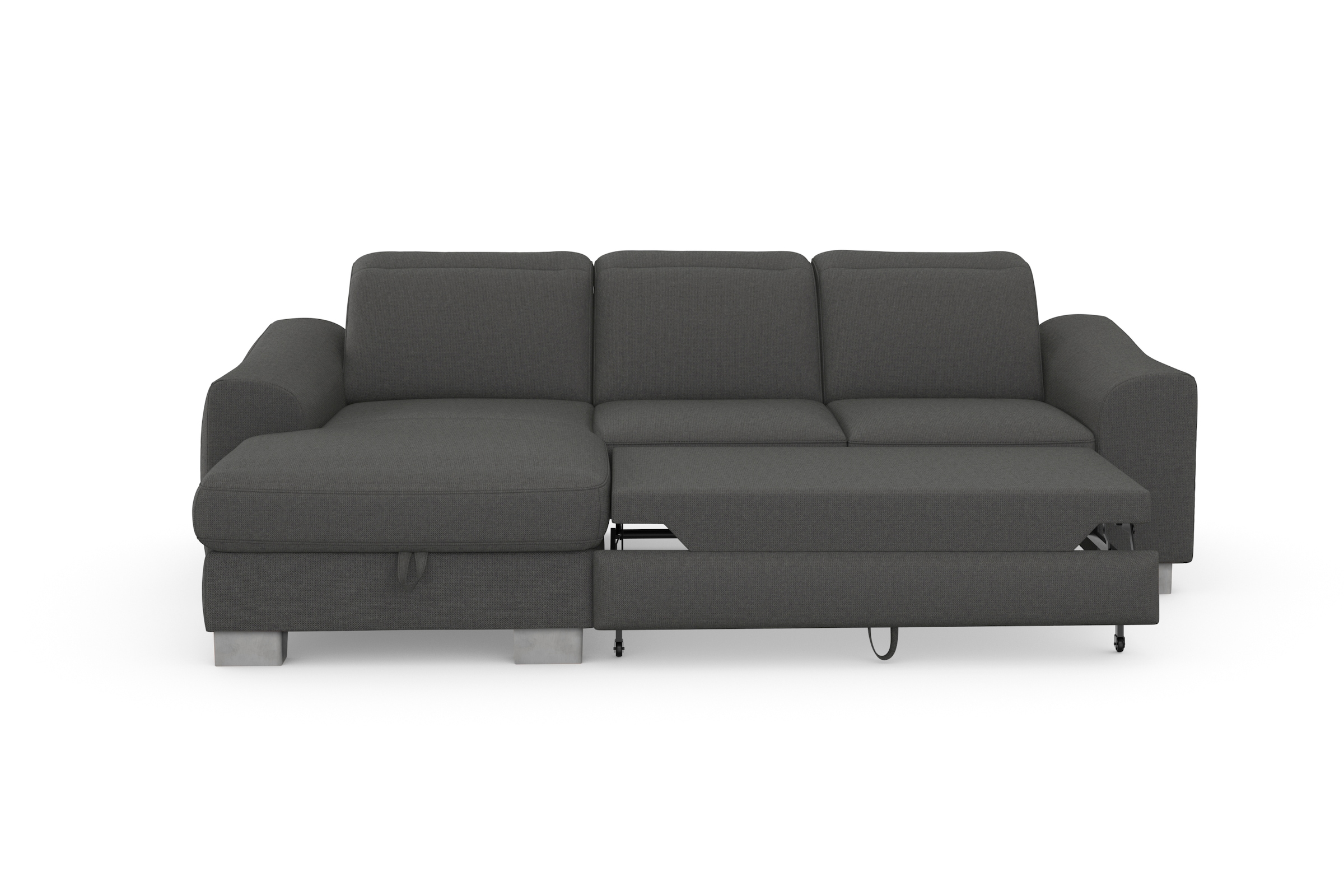 sit&more Ecksofa »Dundee L-Form«, mit Federkern und Edelstahlfüßen, wahlweise mit Kopfteilverstellung